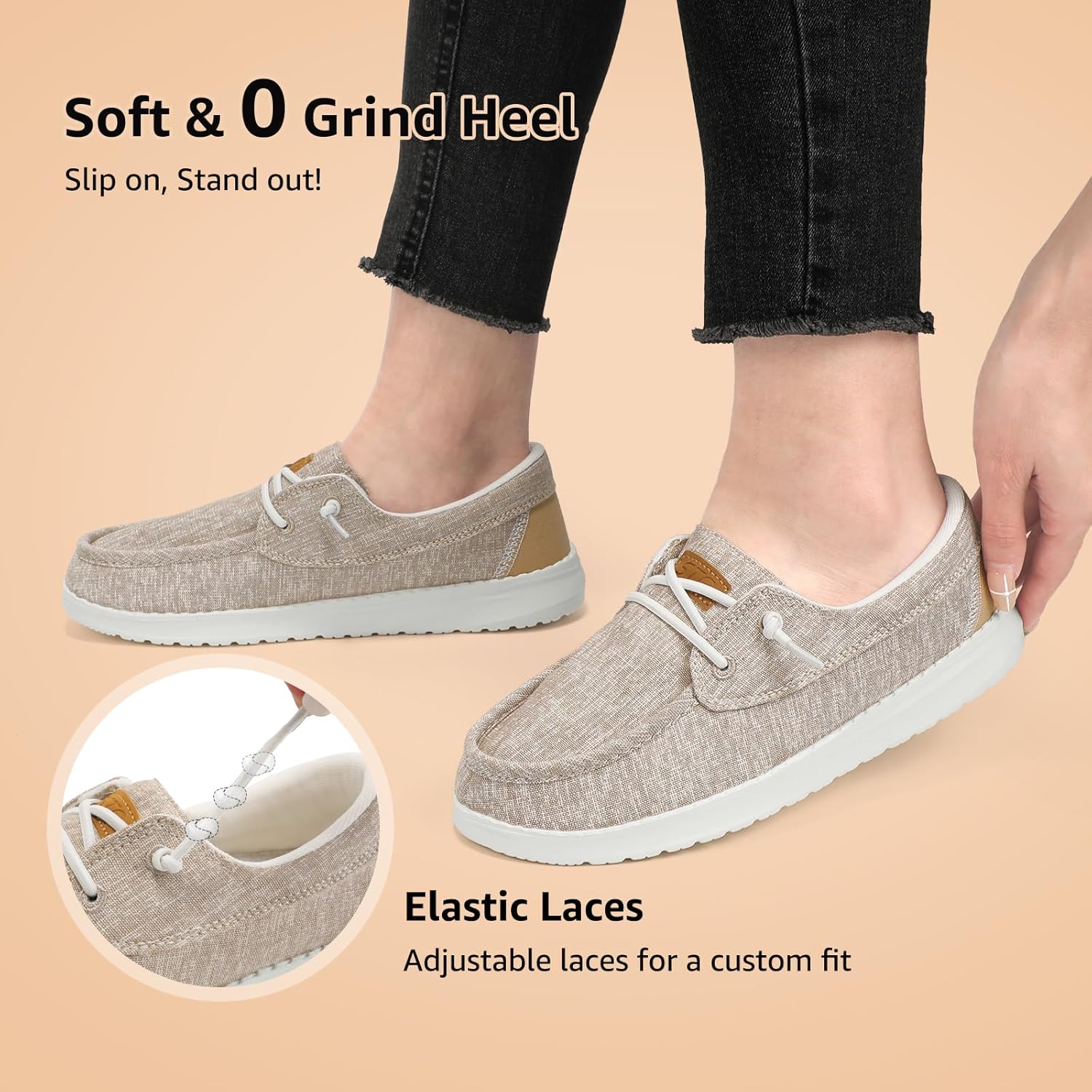 STQ Women Boat Shoes with Orthopedic Insole Slip On Business Casual Shoe for Plantar Fasciitis Lightweight Canvas Loafer - Image 6