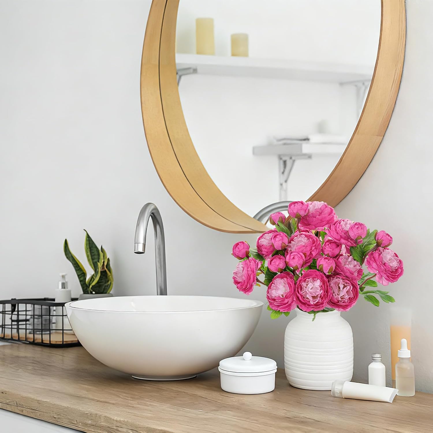 10Pcs 20Heads Peonies Artificial Flowers, Realistic Artificial Silk Ranunculus Flowers with Bendable Stems for Floral Bouquets Centerpieces Home Table Wedding Party Decor (Purple Red) - Image 5