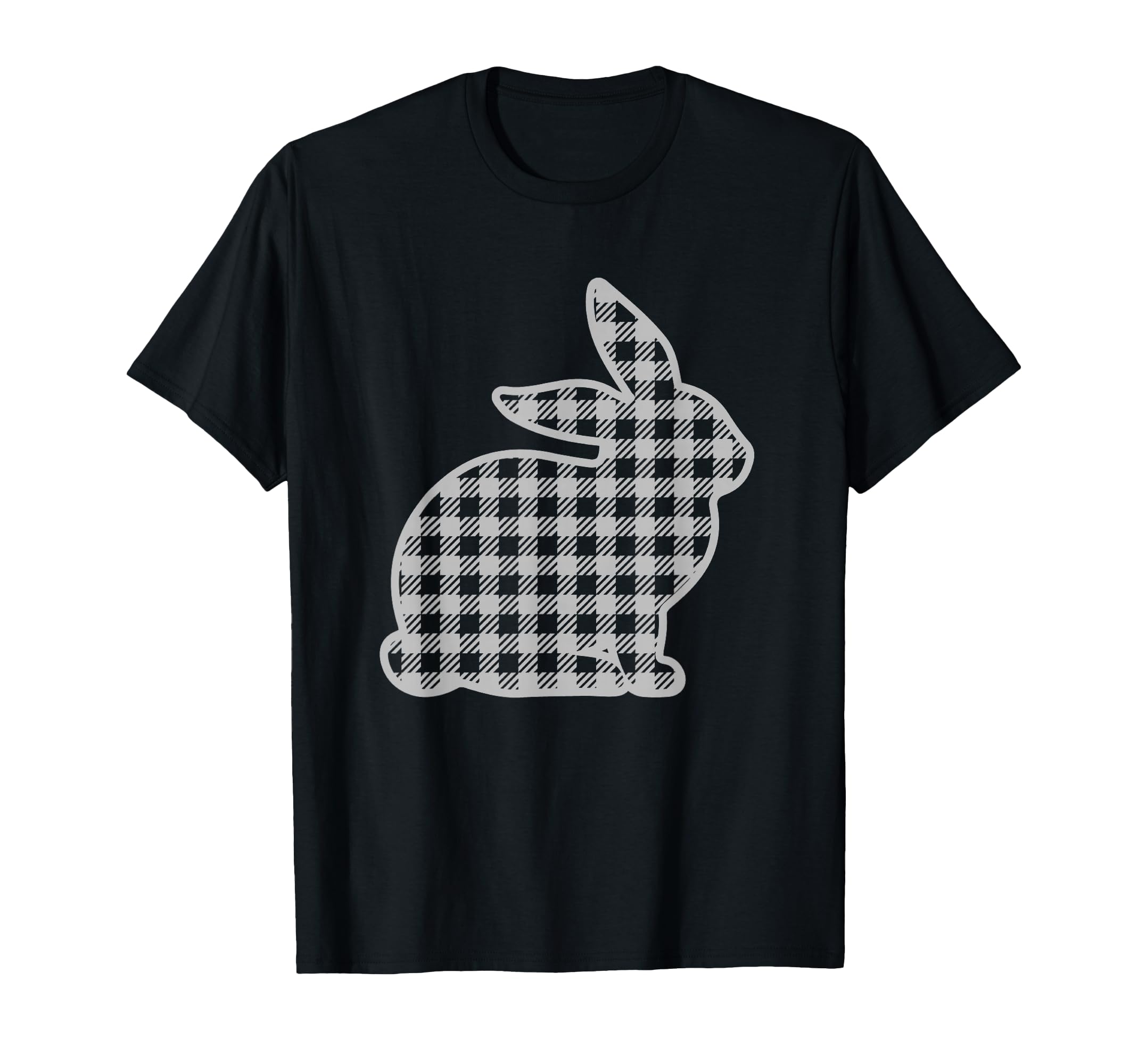 Easter Bunny Gray Plaid Rabbit Tartan Gingham Grey T-Shirt