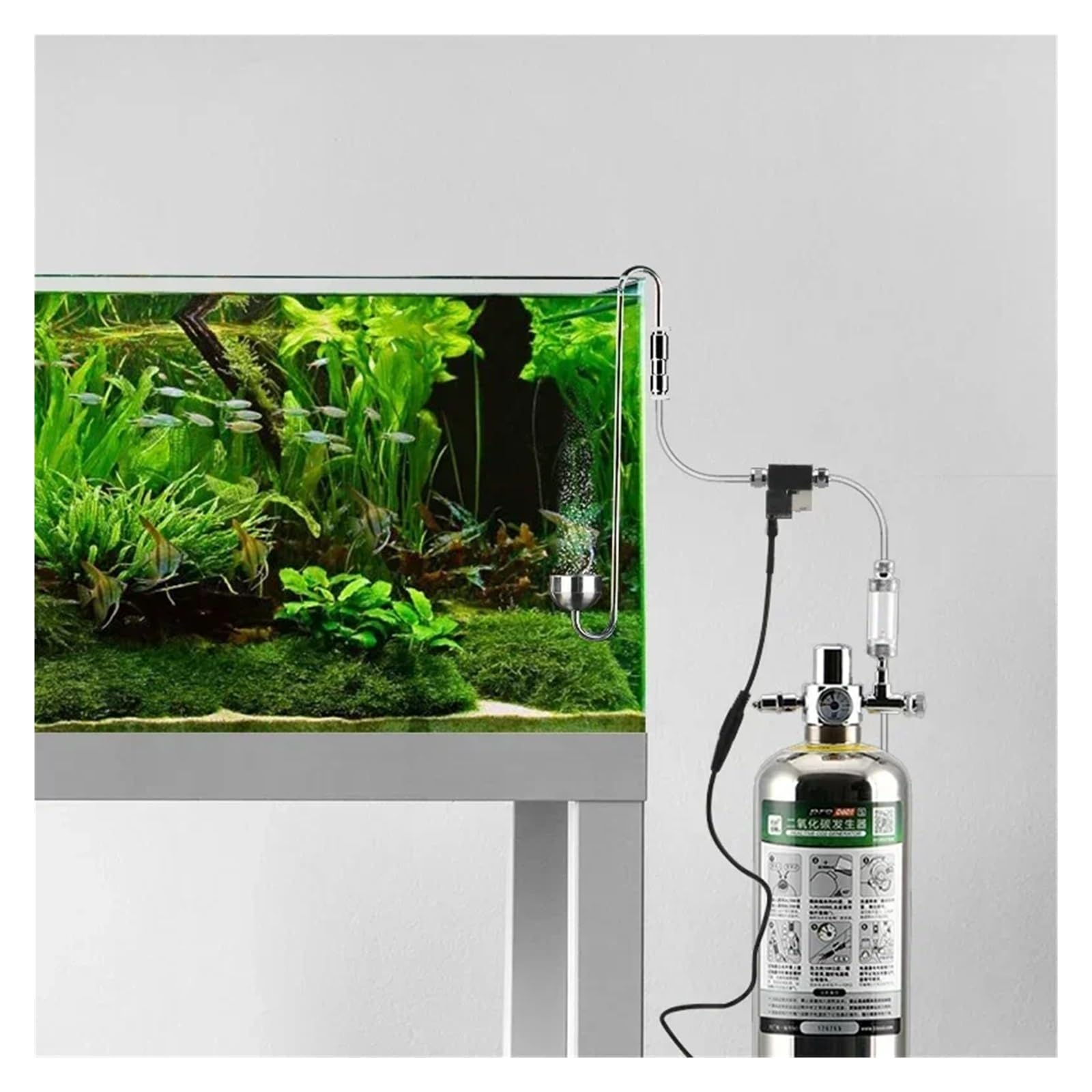 Contador de Burbujas CO2 for Acuario con válvula solenoide, Dispositivo medición dióxido Carbono sin Retorno, Sistema Control reacción(Quick Twist Version)