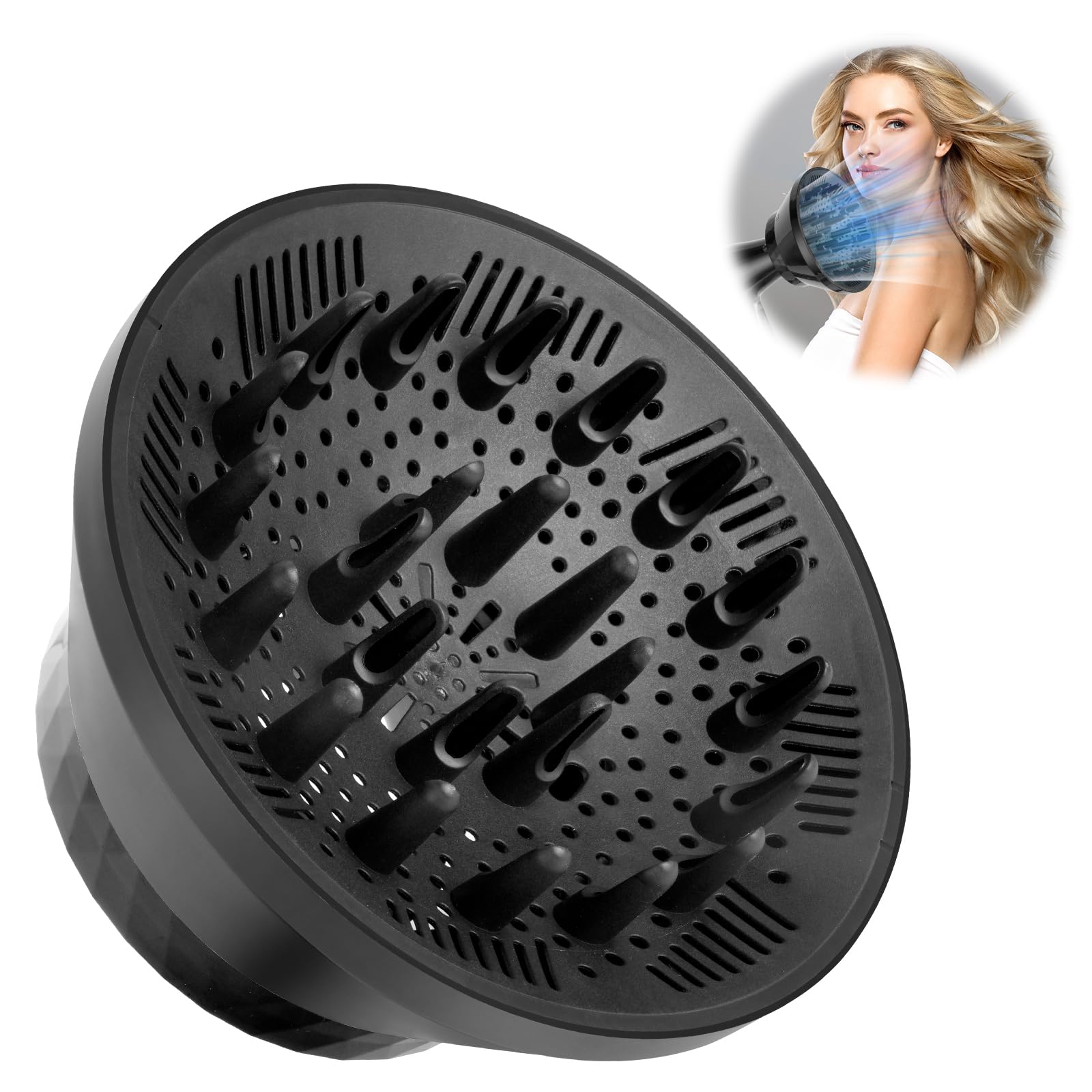 Flintronic Universal Haar Diffusor, Diffusor Föhn Aufsatz, Anpassungsfähig für Schlag Trockner mit Düse 1,7-2,9 Zoll, Faltbar Diffuser Haare für Lockigem, Gewelltes und Natürliches Haar