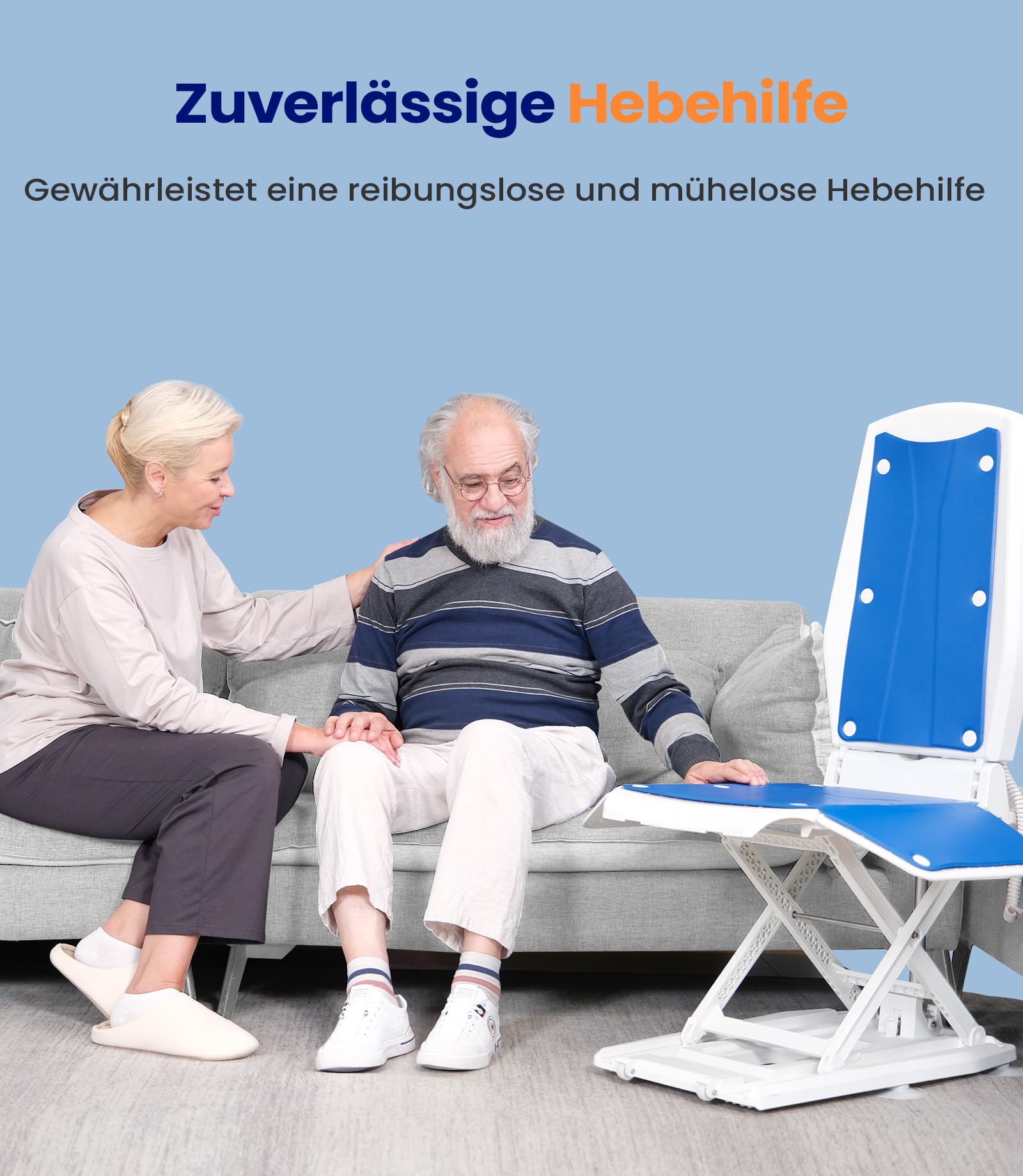 VOCIC AX10 Elektrischer Aufstehsessel, 2-in-1 für Boden & Bad | Senioren Sturzrisiko Pflege, Mobilitätshilfe Bodenlift, Badehilfe Hebesitz Transfer Bett Sofa Rollstuhl 140KG