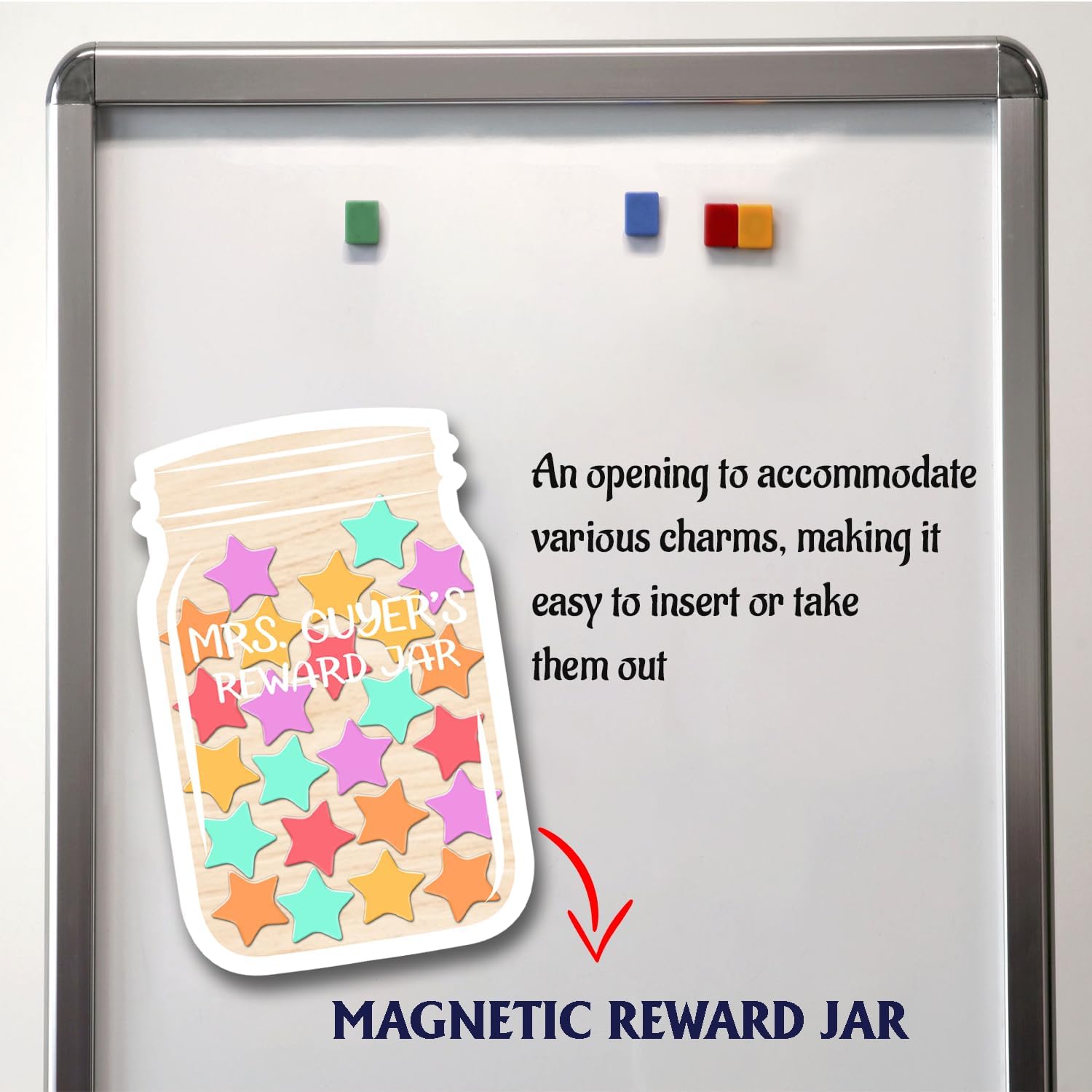 Personalized Magnetic Reward Jar for Kids – Star Jar Reward System, Positive Behavior Classroom Incentive Jars with Fun Star Chart, Suitable for Teachers Parents, Kids Motivational Tool, Dark Color