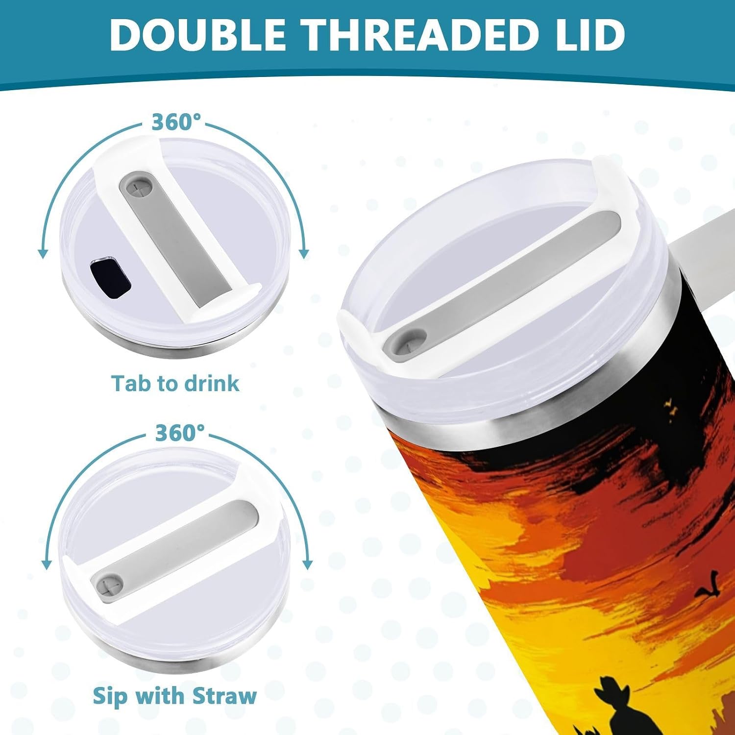 Qilmy 40oz Desert America Troops Cowboy Tumbler With Lid and Straw,Leak Proof Durable Stainless Steel Insulated Tumbler With Handle, Spill Proof Water Bottles for Travel632