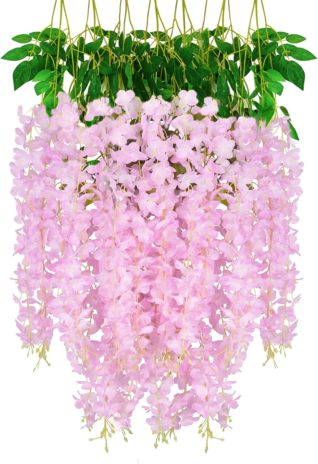 12 Pack Pink Wisteria Hanging Flowers Garland, 3.77 Feet