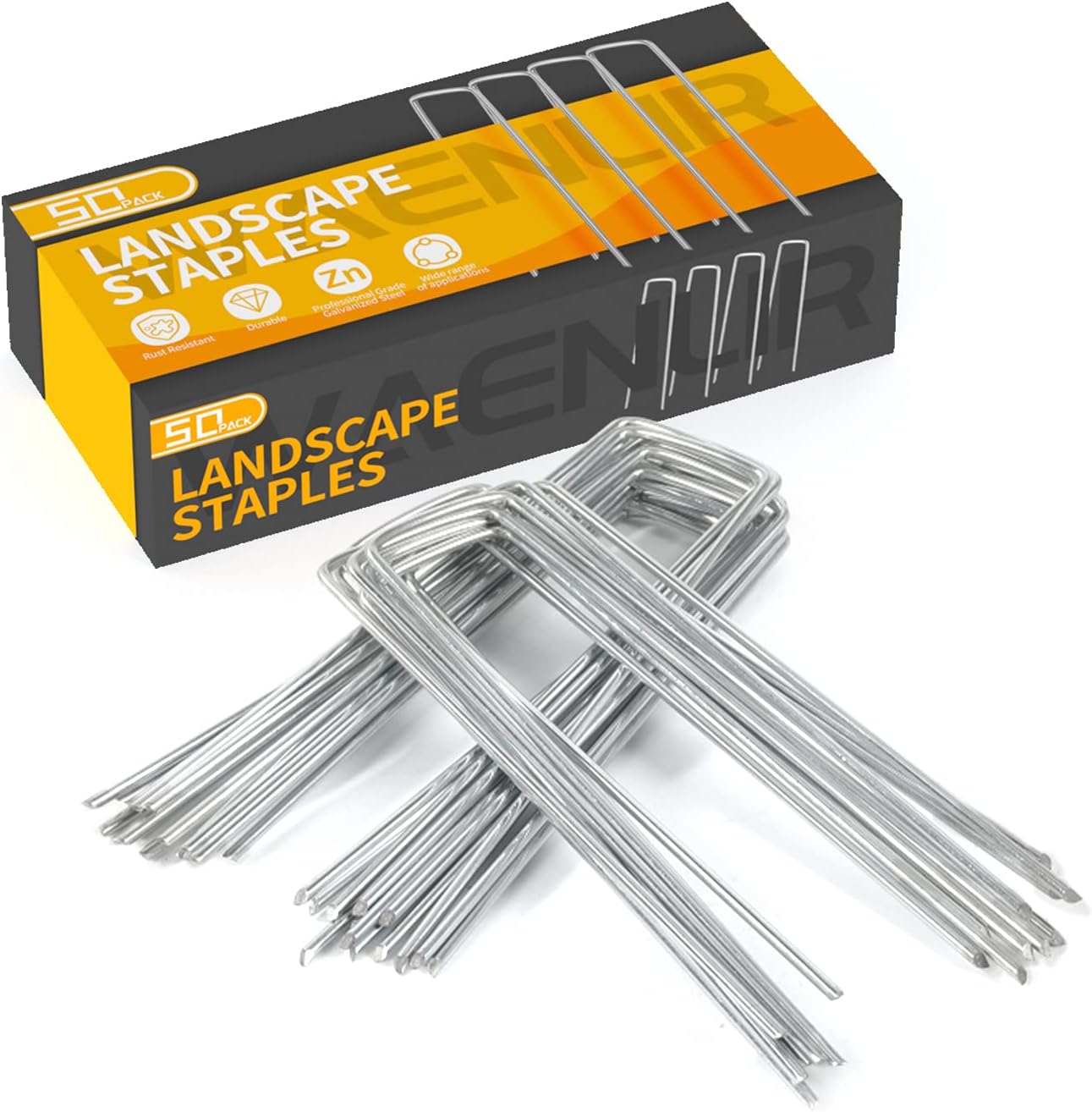 WAENLIR 3ft x250ft 5.8oz Heavy Duty Weed Barrier Landscape Fabric with 50 Pack 6 inch Garden Staples