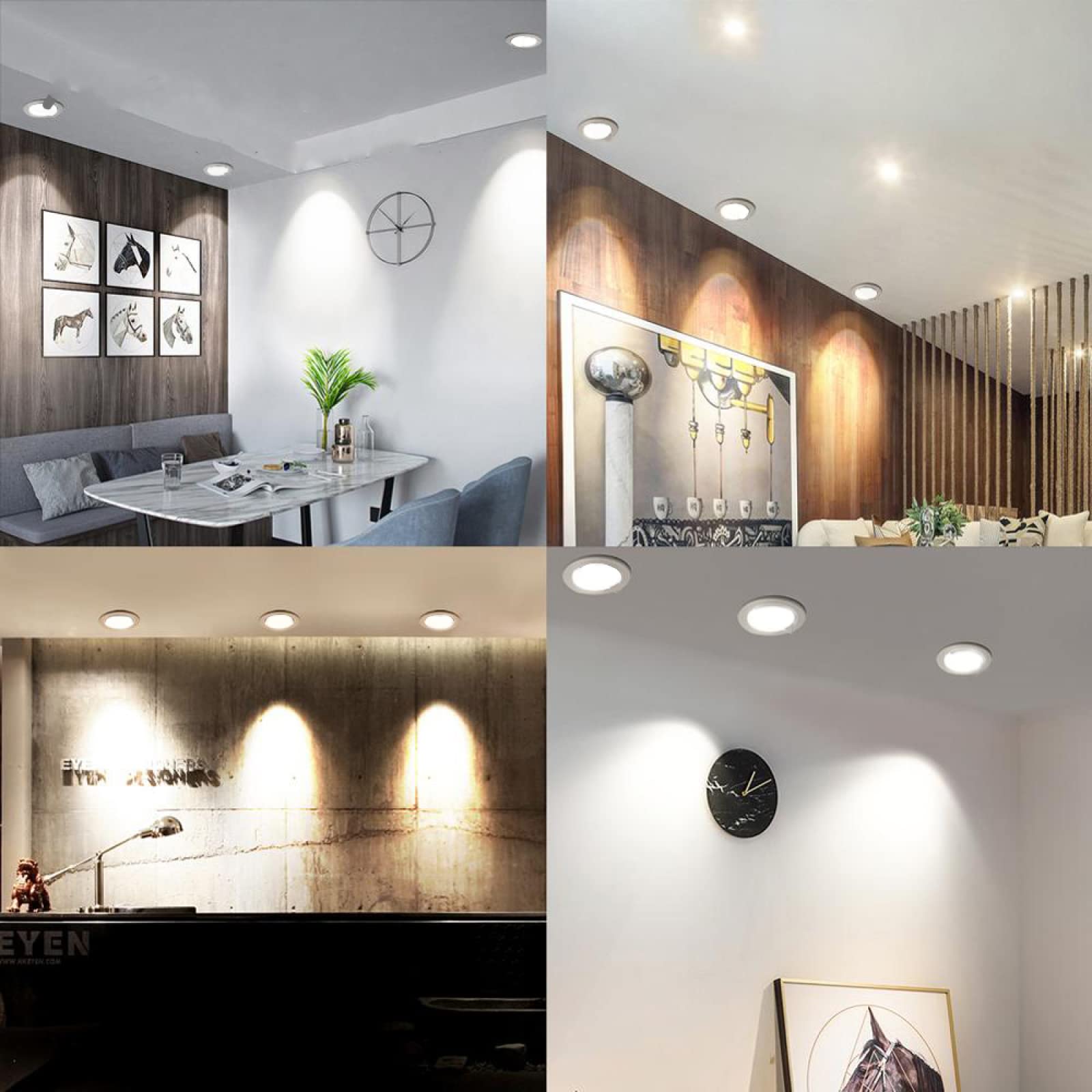 4pcs LED Downlights 5W 9W 12W Luz de techo LED 15W 18W Luz empotrada hacia abajo Panel de luz LED redondo 220V Foco LED Iluminación interior,Dorado Blanco cálido,15W