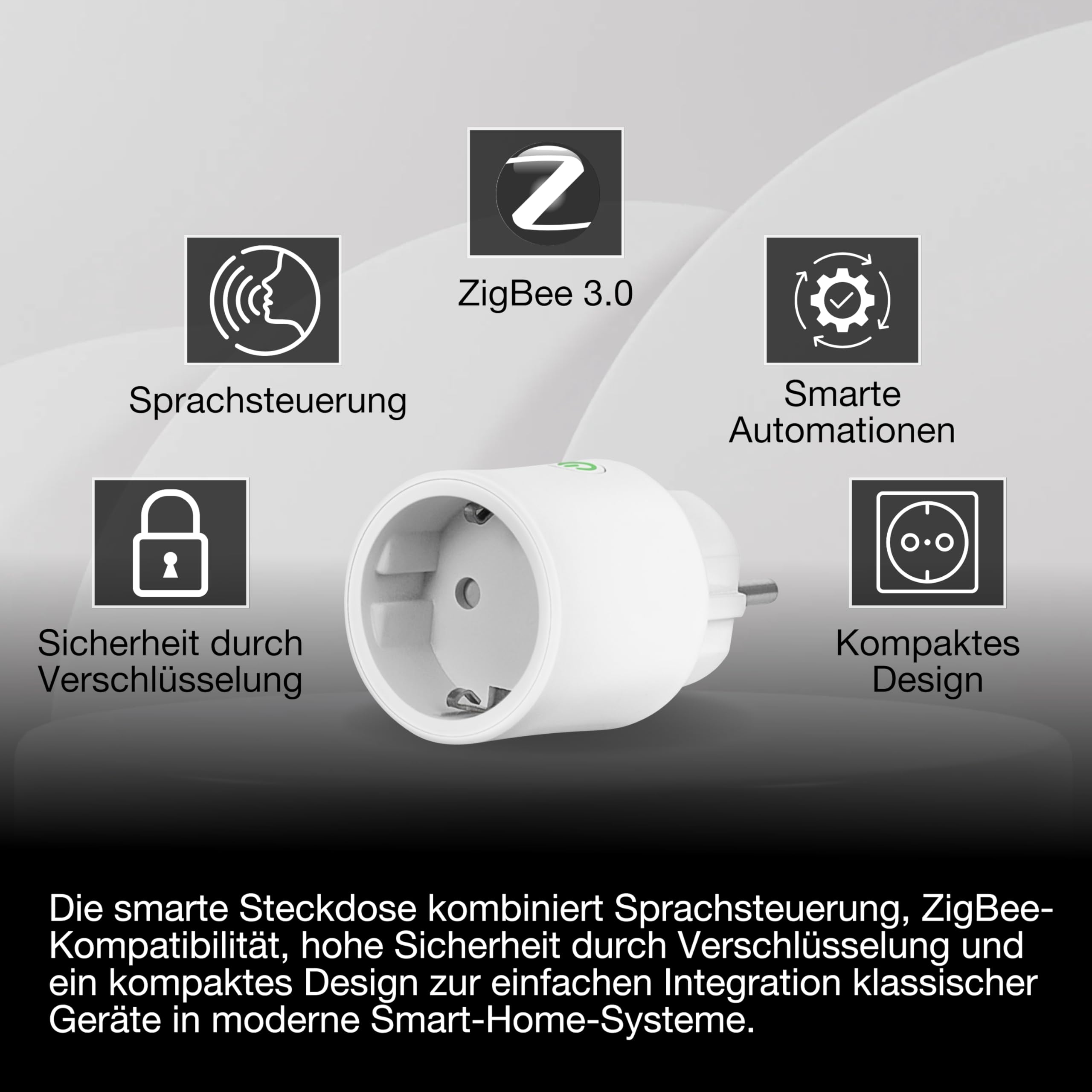 LEDVANCE SMART+ Smarte Steckdose für Innen mit ZigBee Technologie, bindet konventionelle Geräte ins Smart Home ein, misst und spart Stromverbrauch, kompatibel mit Alexa oder Google, weiss, 4er-Pack