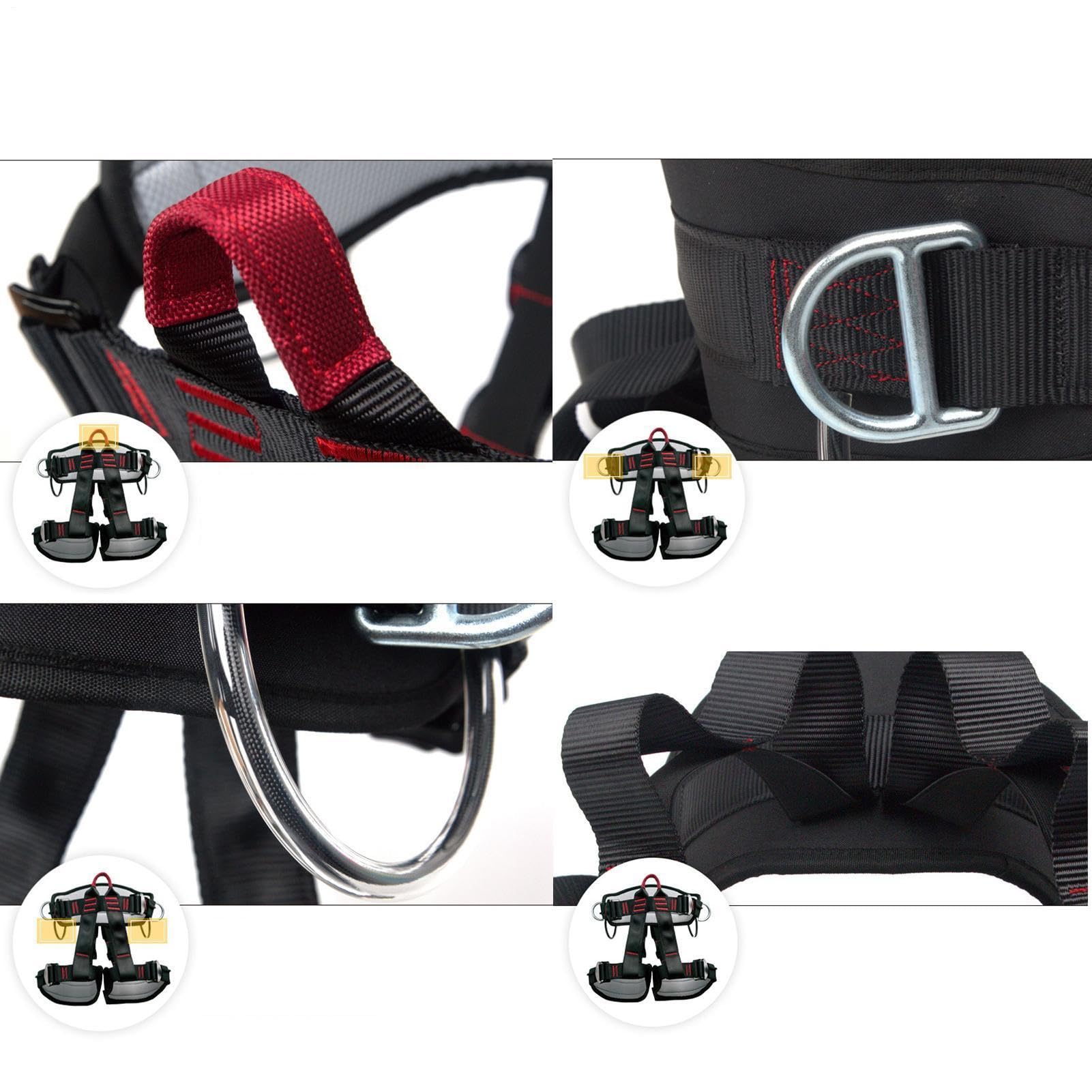 Arnés de Escalada para Hombre Equipo de seguridad ajustable | Arnés de Cuerpo Entero para Escalada para Montañismo, Rappel, Construcción, Principiantes y Profesionales