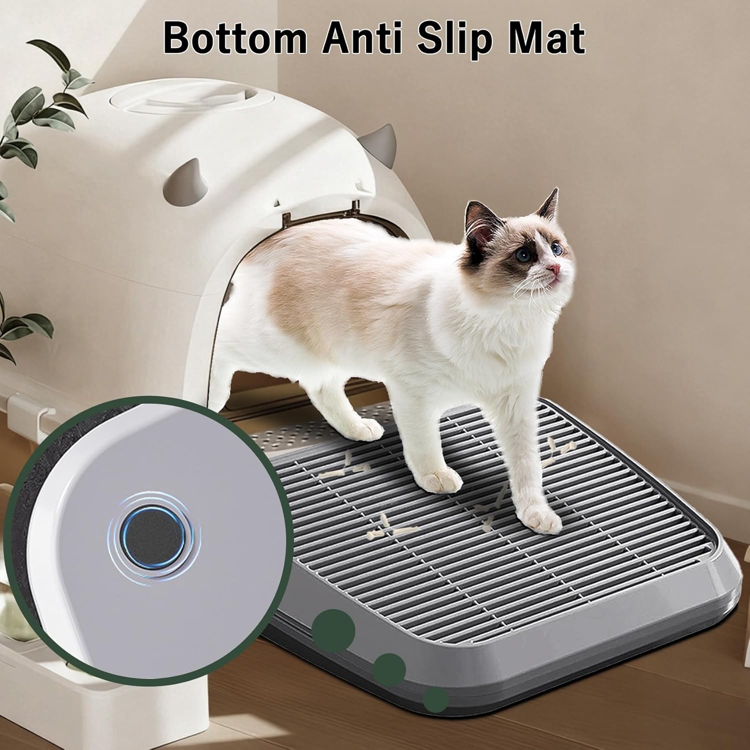 Litter Box Step Washable Cat Litter Catcher Double Layer with Filter Function, Elevated Waterproof Kitty Litter Box Ramp Mat, Easy to Clean, Sturdy Indoor Pedal Stool Ideal for Kitten & Elderly Cats