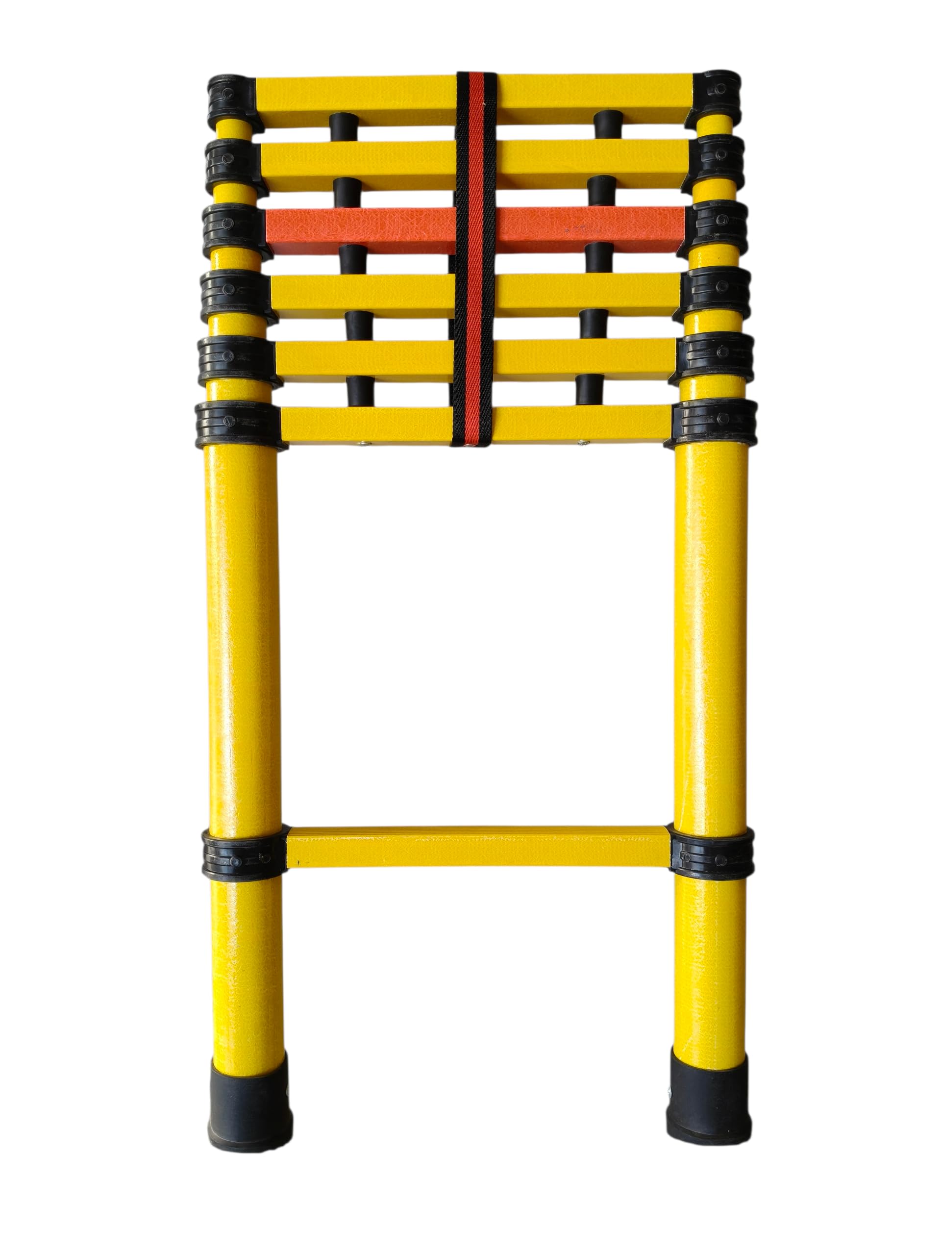 Smarty 2.5 Meter (8.2 Feet) FRP Fiberglass Telescopic Ladder Shock Proof Foldable Extendable Portable Extension Ladder Heavy Duty Anti-Slip Steps Home, Electrical, Industrial & Professional Use-image-27