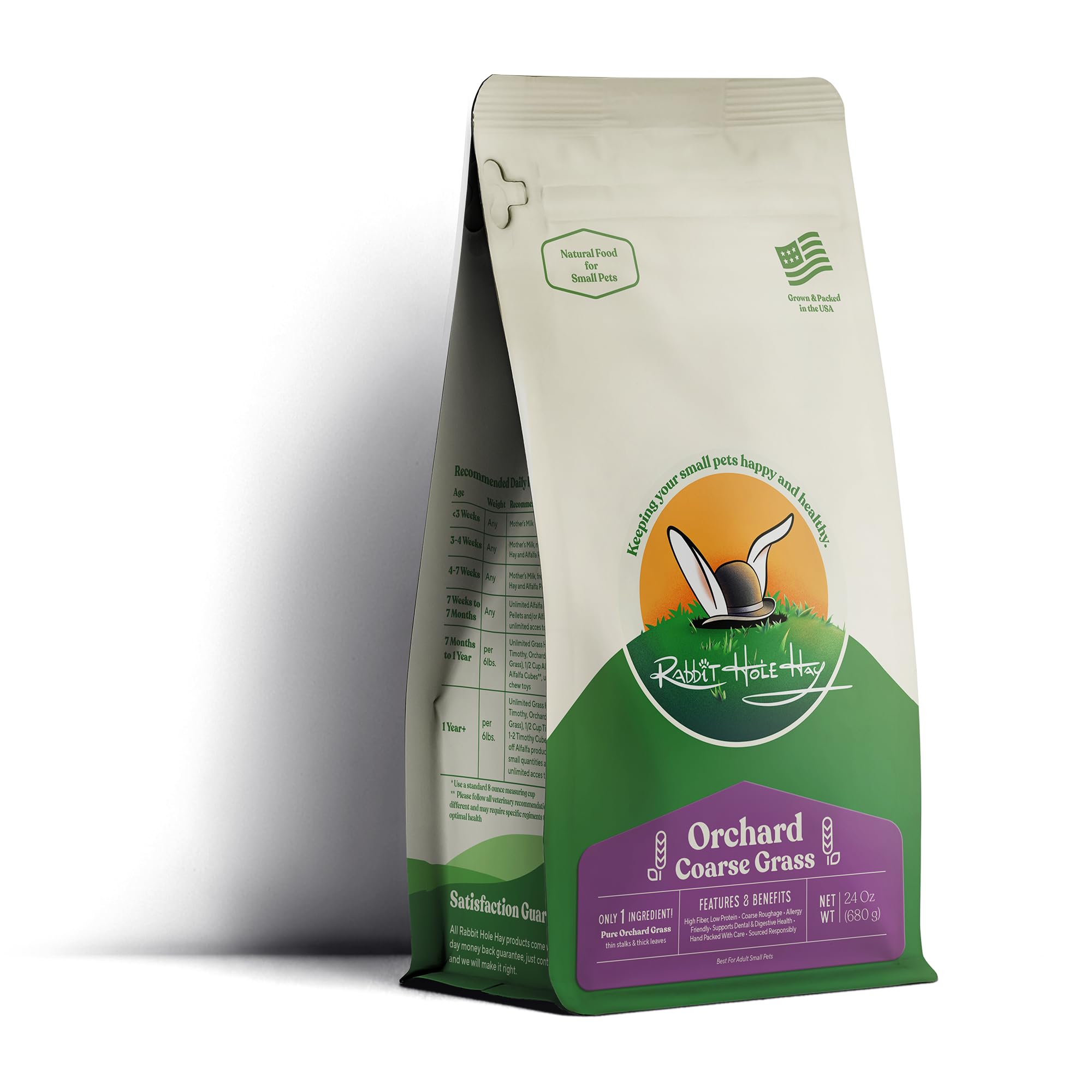 Rabbit Hole Hay - Ultra Premium Coarse Orchard Grass for Small Pets - 24 oz - Fresh & Hand-Sorted