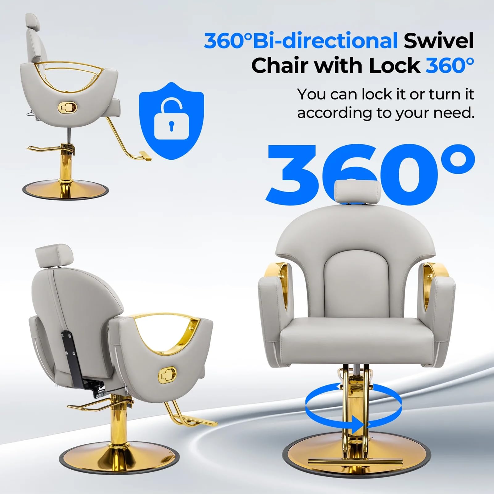 Verstellbarer Friseurstuhl Hochleistungs-Friseurstuhl mit hydraulisch Verstellbarer Höhe und 360-Grad-Drehfuß für Friseur, Barbershop, Home Spa und Shampoo