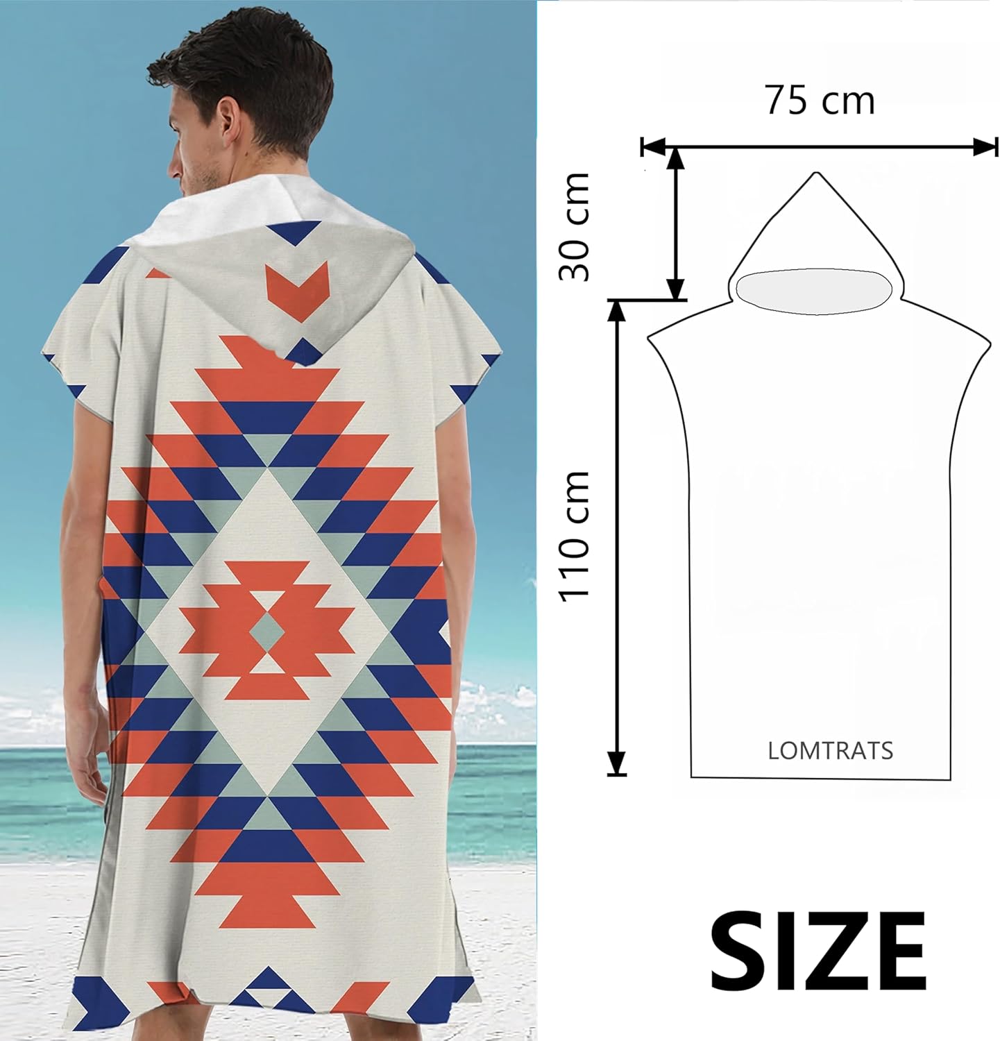 Quick Dry Surf Poncho Changing Towel Robe Hoodie for Men Women,Swimming Beach Surfing Diving Home Hot Springs Bathing(Adult-M) - Image 4