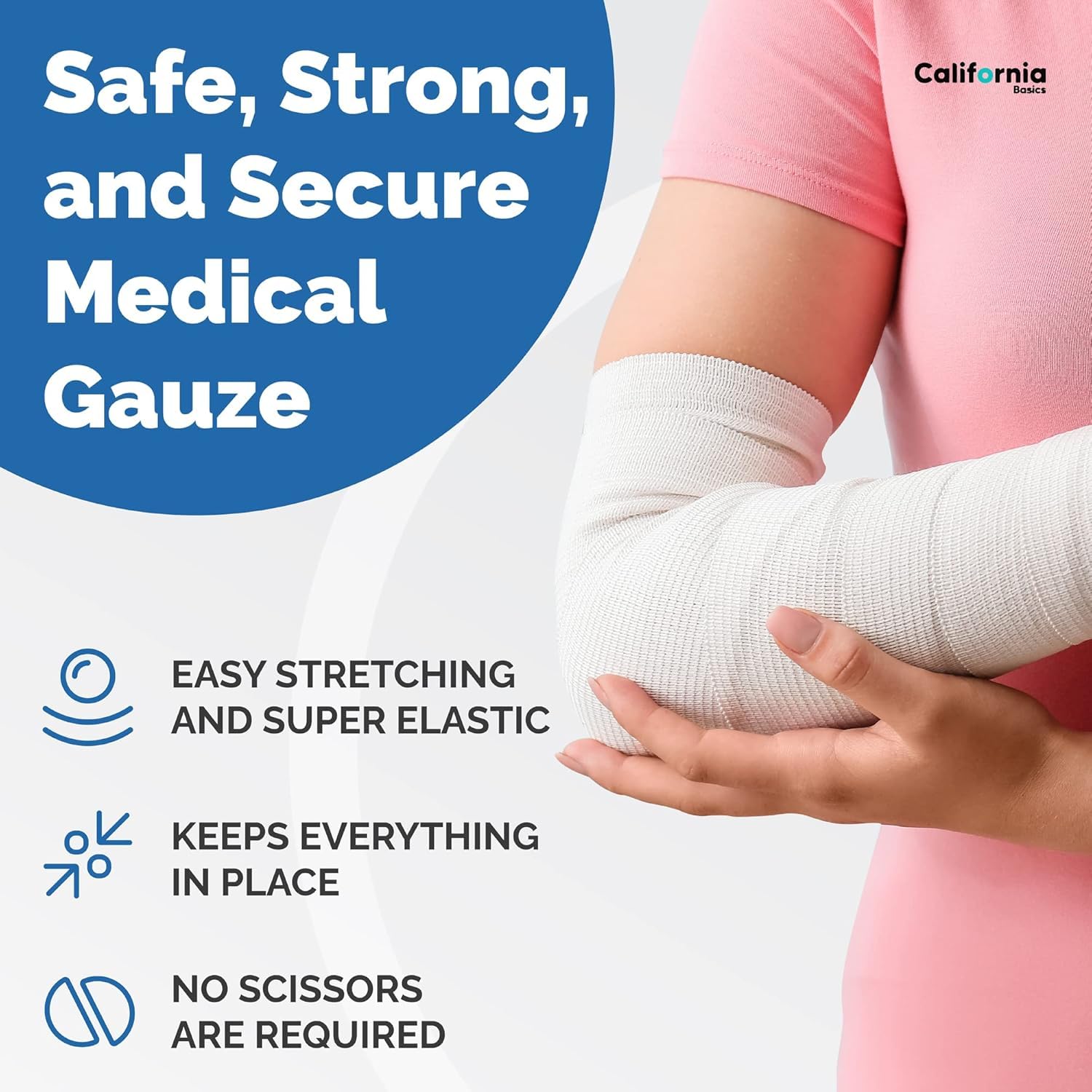 California Basics 24-Pack Gauze Bandage Roll with Tape, 4 Inches x 4 Yards - Soft, Stretchable & Breathable Wrap for Wound Care, First Aid & Medical Supplies - White — Amazon image 4