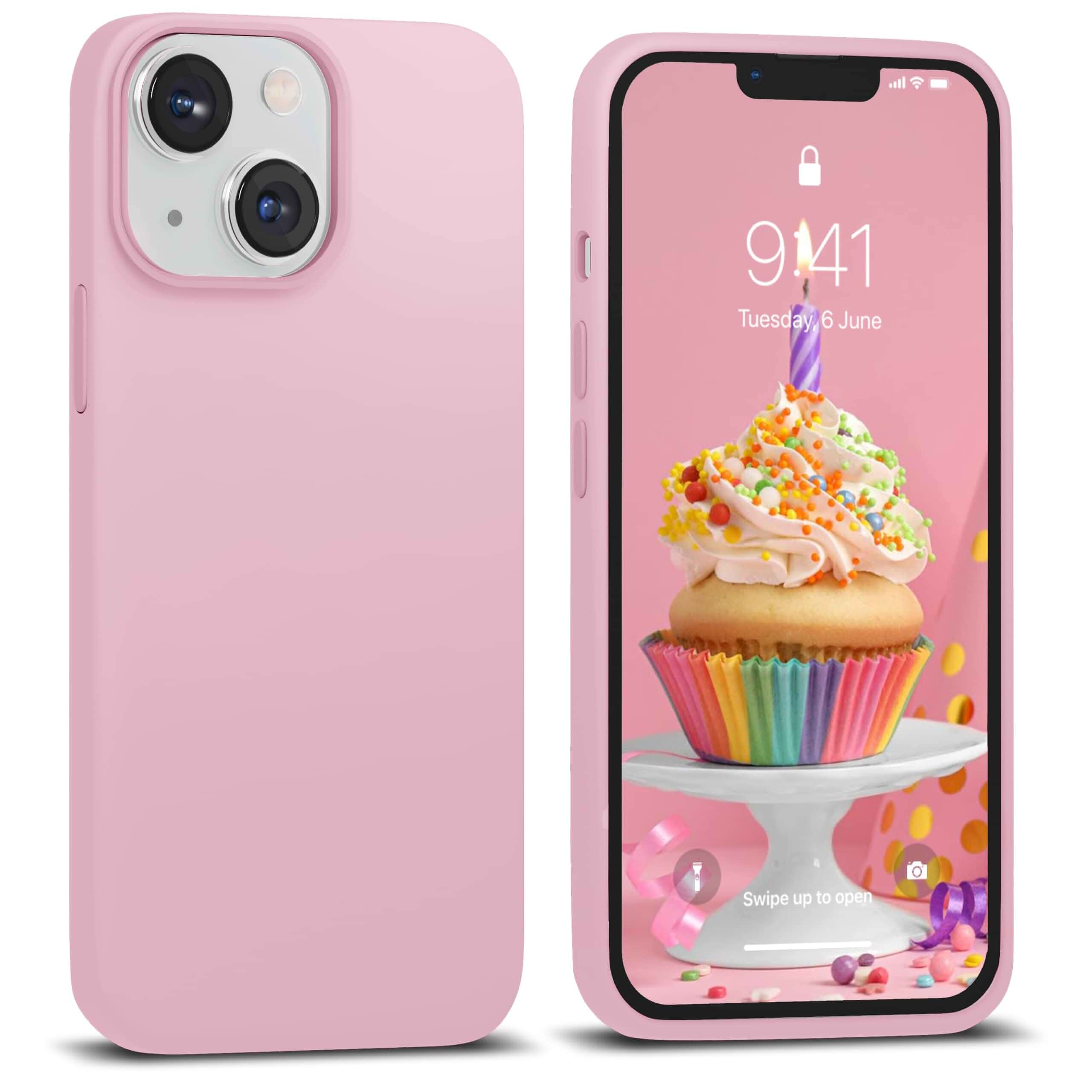 IceSword Compatible with iPhone 14 Case Lovely Pink, Liquid Silicone Case Phone Cover Slim Protective,Soft Anti-Scratch Cute Pastel Baby Pink [Shockproof] 6.1 inch iP14 - Lovely Pink