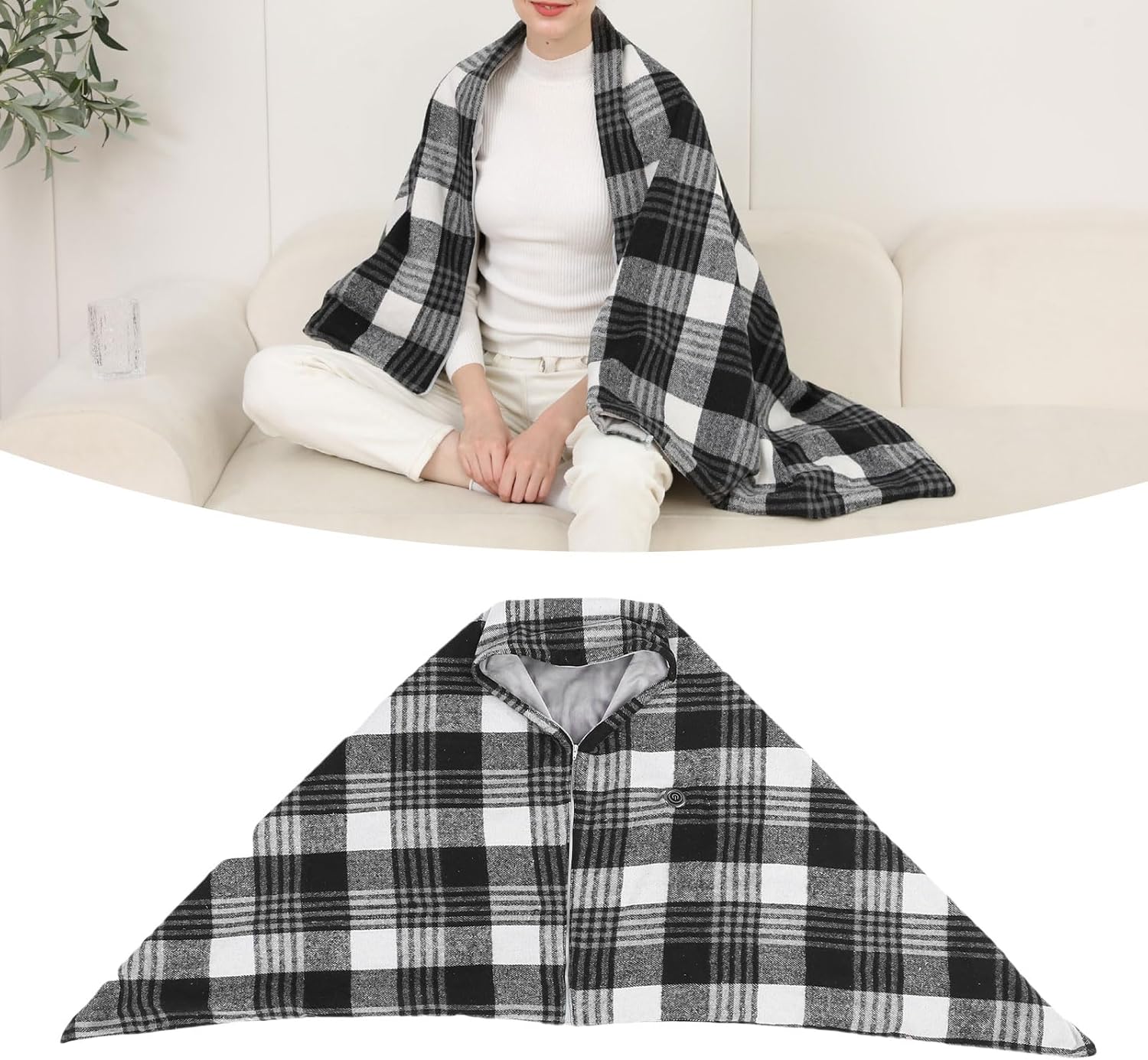 USB Heated Shawl Comfortable Warm Wearable Electric Blanket 3 Temperature Settings Winter Home Office