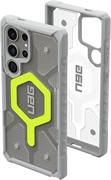 URBAN ARMOR GEAR UAG Designed for Samsung Galaxy S24 Ultra Case Pathfinder Clear Active Neon, Magnetic Charging Rugged Military Drop-Proof Impact Resistant Non-Slip Protective Cover