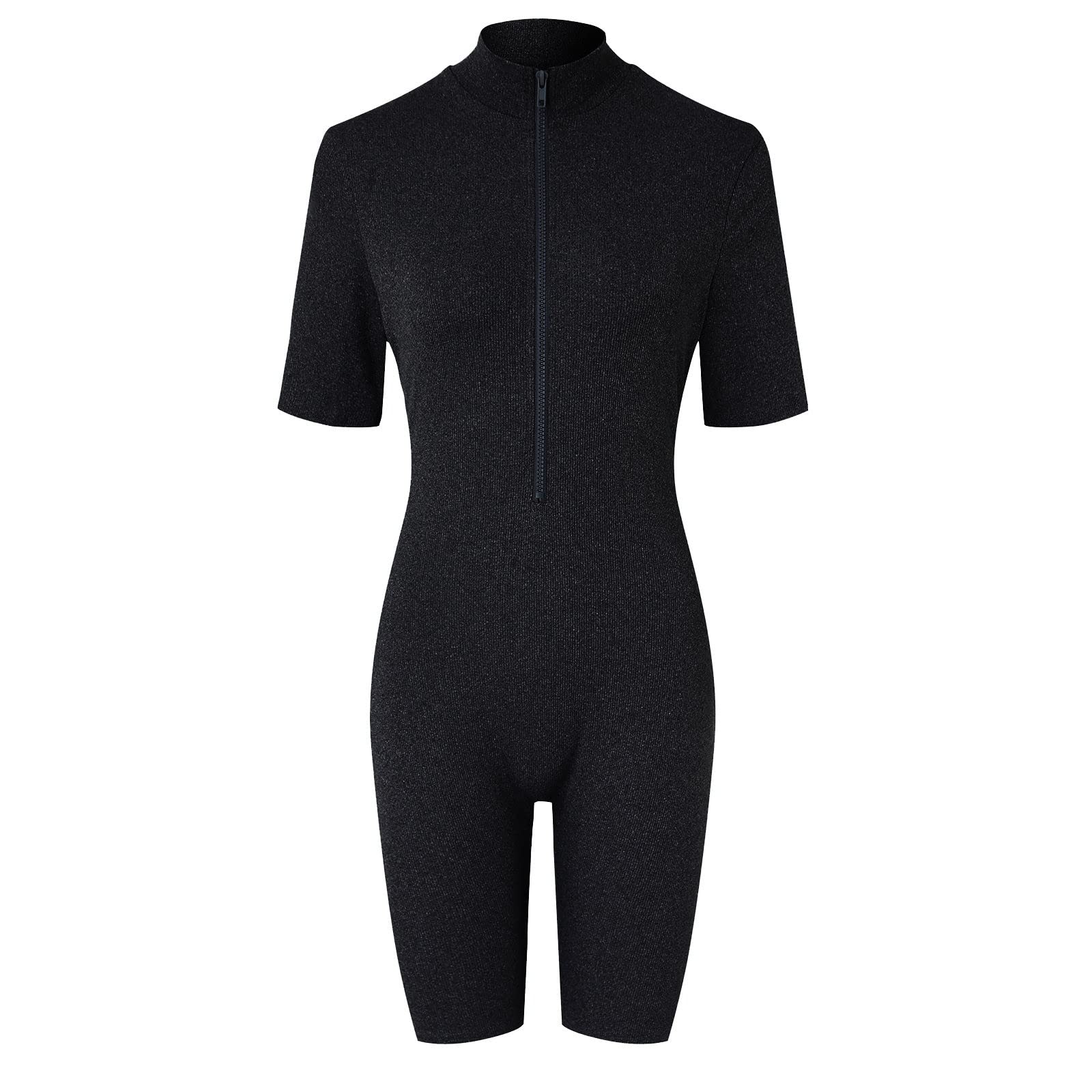 ADMAY Mono y Peleles Jumpsuit para Mujer 2023 Nuevo Mono de Mujer con Cremallera Deportiva Casual de Manga Corta Primavera y Verano Corto Mameluco