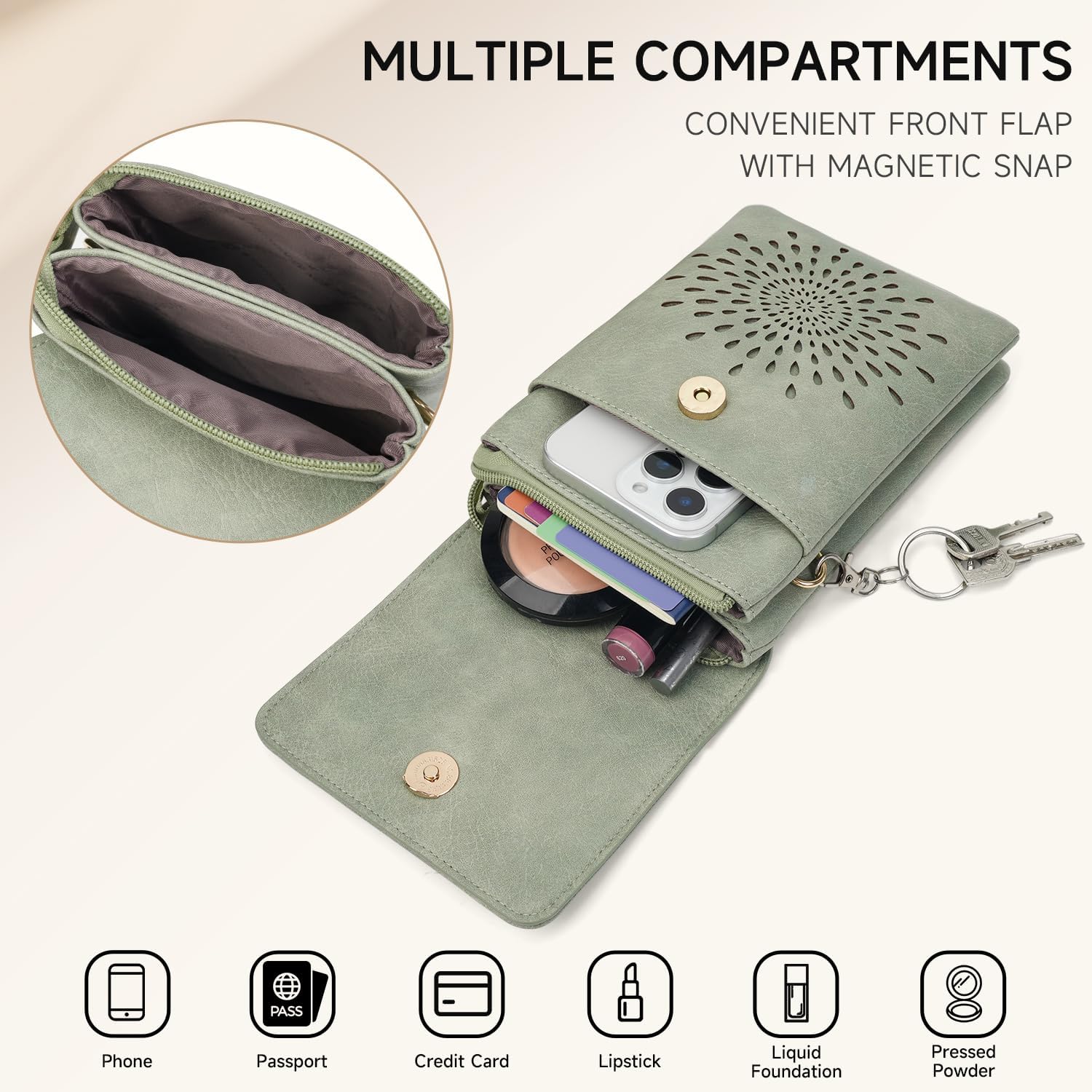 APHISON Small Crossbody Bags for Women Trendy, Leather Phone Wallet Purses Handbags Card Slots with Adjustable Strap