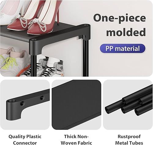 Miniatura 3 de SAN HE - Zapatero Largo de 2 Niveles - Organizador de Zapatos para Armario, Puerta Delantera de Entrada, Garaje, Apilable, de Pie, Combinable