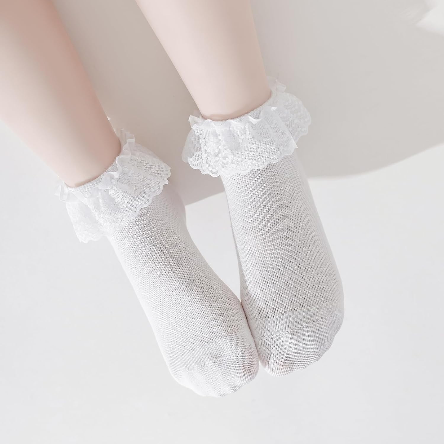 Mini angel Baby Lace Socks Toddler Eyelet Frilly Socks Girls Ruffle Sock 3/6 Pairs - Image 2