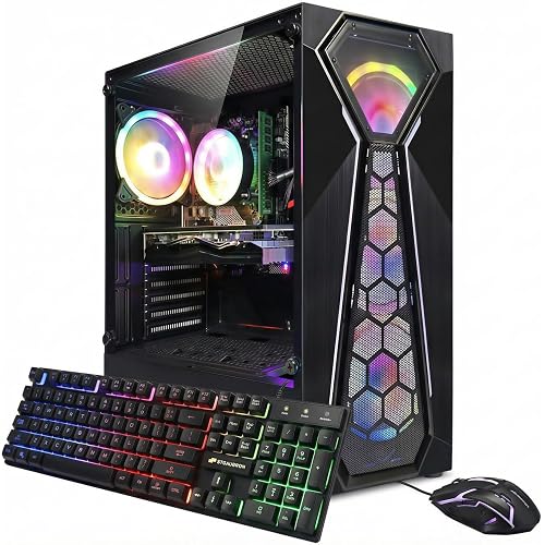 STGAubron Gaming PC Desktop, Intel 10th Gen G5905 3.5GHz, Radeon RX 580 8G, 16GB DDR4, 1TB SSD, WiFi 6, BT 5.0, RGB Fan x4, Windows 11 Home