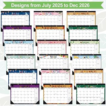 Wall Calendar July 2025-2026 - 18 Months Wall Calendar July 2025 to Dec 2026 with Julian Dates | Large Ruled Blocks Holiday-Themed Planner for To-Do List Goals Planning Organizing Schedule