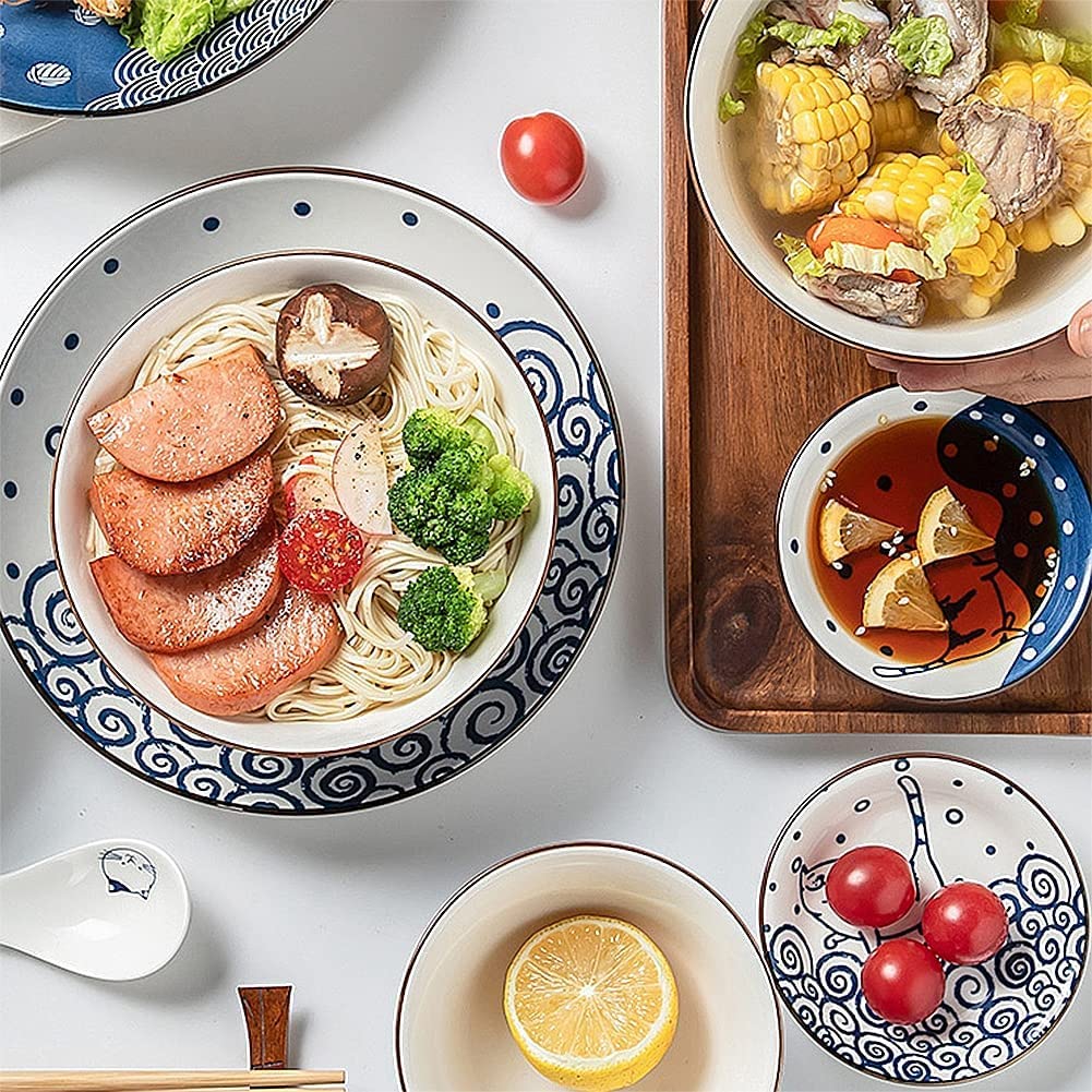 週末値下 美濃焼 招き猫デザイン陶器 テーブル食器セット 6点セット