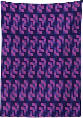 Miniatura 5 de Ambesonne Synthwave Tablecloth, Purple Toned Gradient with Futuristic Cubic Geometric Forms, Rectangular Table Cover for Dining Room Kitchen Decor,