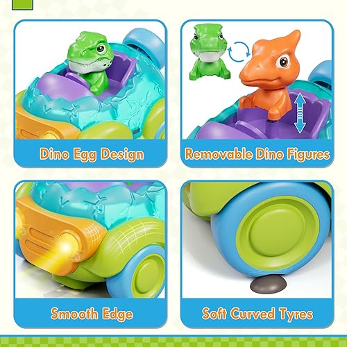 Miniatura 6 de Lehoo Castle Auto a control remoto para niños pequeños, autos RC recargables para niños pequeños de 2 a 3 años, juguetes de dinosaurio para edades