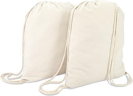 white canvas drawstring bags