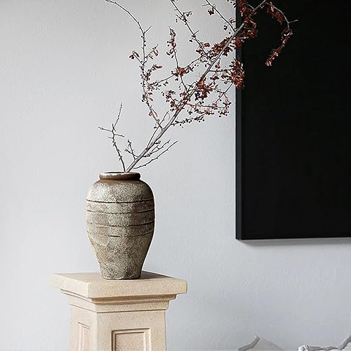 Miniatura 9 de Florero de cerámica antiguo para sala de estar, dormitorio, 9.06 pulgadas, decoración de granja para ramo, planta falsa, decoración del hogar,