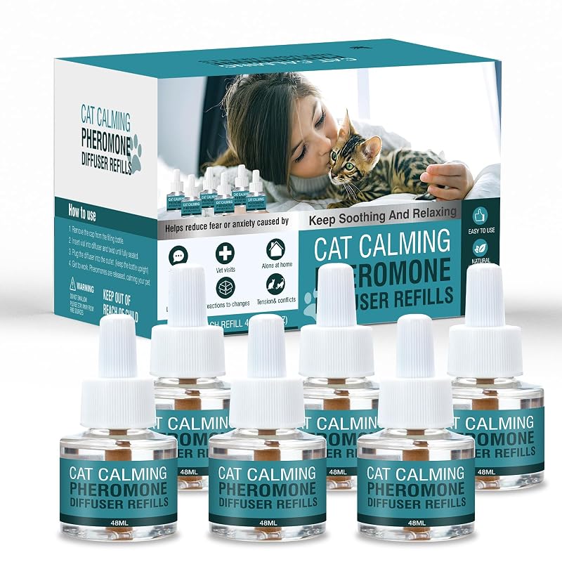 Refil para Difusor de Feromônios Calmantes para Gatos MAZHAOX Verde, 6 Unidades de 48 mL