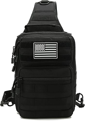 Miniatura 10 de aYrap Bolso táctico de la honda Mochila de hombro Molle Assault Range Bolsas de pecho Pack Día Bolsa de pañales, Caqui, Bolso táctico de la honda