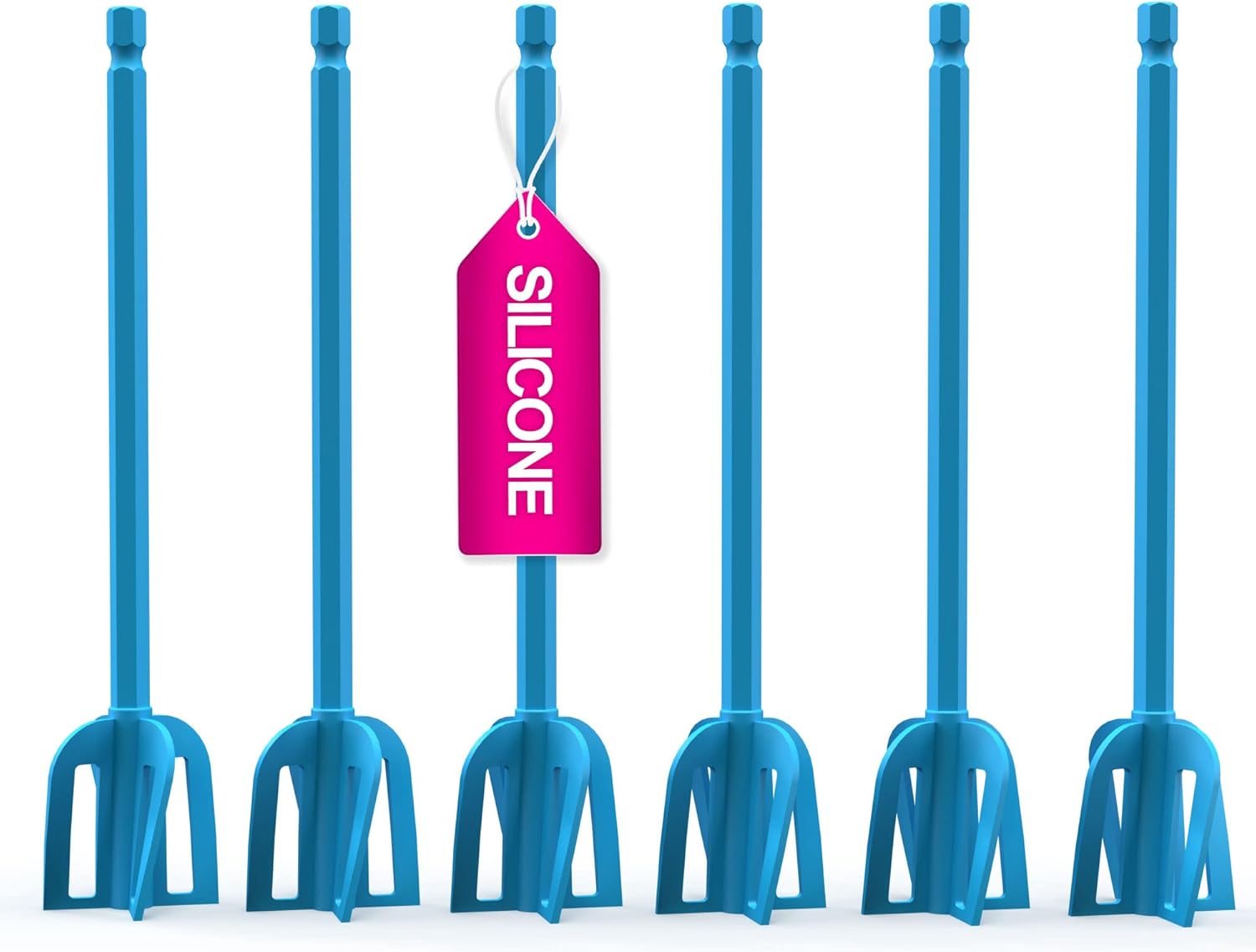 Epoxy Resin Mixer Silicone Paddles - 12 Reusable Pixiss Multipurpose Bidirectional Paint Stirrer for Drill Epoxy & Paint Mixer Drill Attachment - Paint Stirrers Epoxy Stirrer - Paint Mixer for Drill