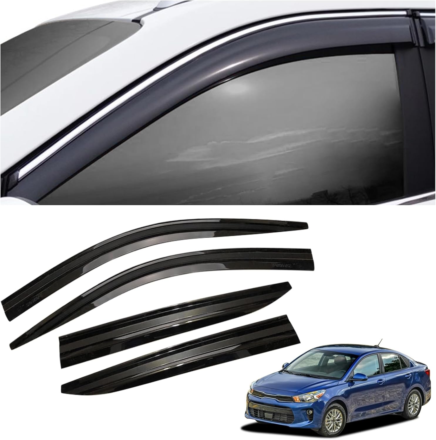 SAOKNCE 4 Pieces Tapeon Extra Durable Rain Guards Fit for