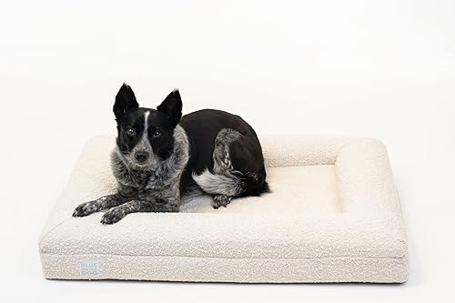 Miniatura 6 de Luxury Boucle - Cama ortopédica de espuma viscoelástica para perro con forro impermeable y funda lavable a máquina con cremalleras YKK (mediana 37