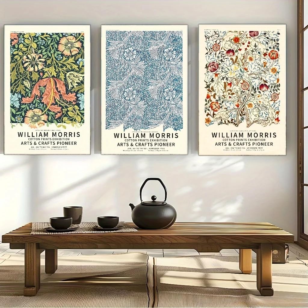 Toile William Morris pour chambre : triptyque nature moderne - 7