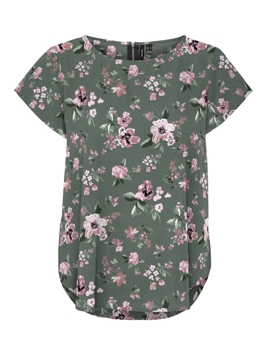 VERO MODA Damen Vmsaki Ss Zip Top AOP WVN Ga Noos Top XXL Laurel Wreath/Aop:big Flower