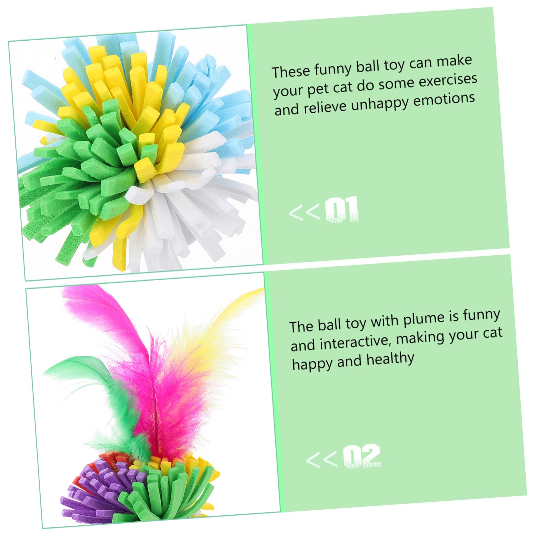 Gatuida Lot de 4 Balles à Griffer pour Chat en EVA Plume, Jouet Interactif pour Chat, pour Intérieur