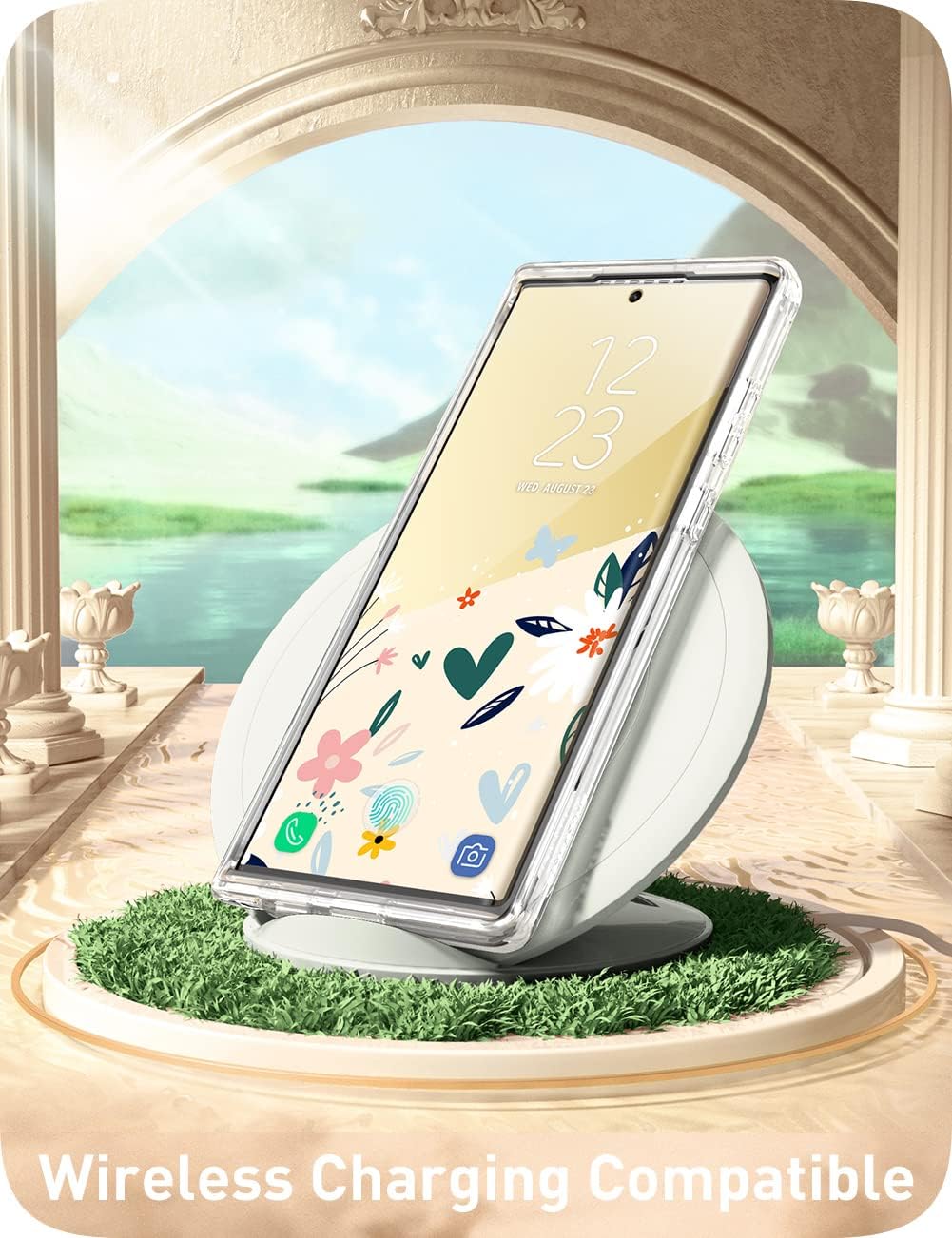 i-Blason for Samsung Galaxy S23 Ultra Case with Built-in Screen Protector, [Magnetic Charging] [Support Fingerprint ID], Full-Body Slim Phone Case for Samsung Galaxy S23 Ultra 6.8", Flower Paint - Image 5