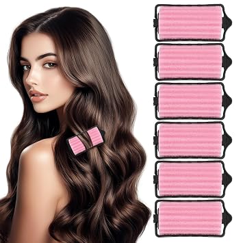 Beavorty Sponge Hair Rollers 8Pcs Self Holding Curlers Soft Foam Styling Tools for Home Salon Easy Diy Hair Waves and Volume