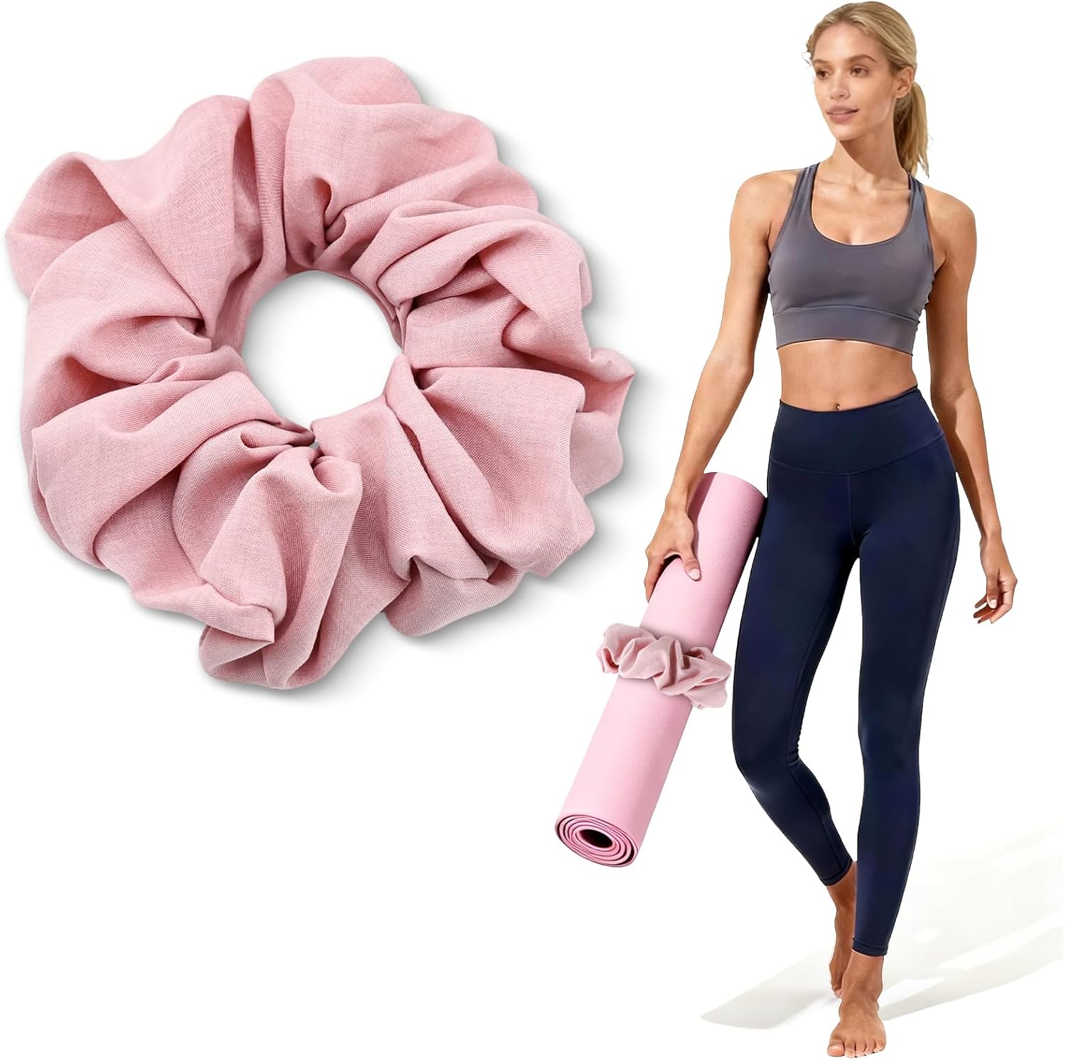 Yoga Mat Scrunchie – Stylish Holder, Durable & Elastic Fabric – Fits All Standard Mats (Mat Not Included)