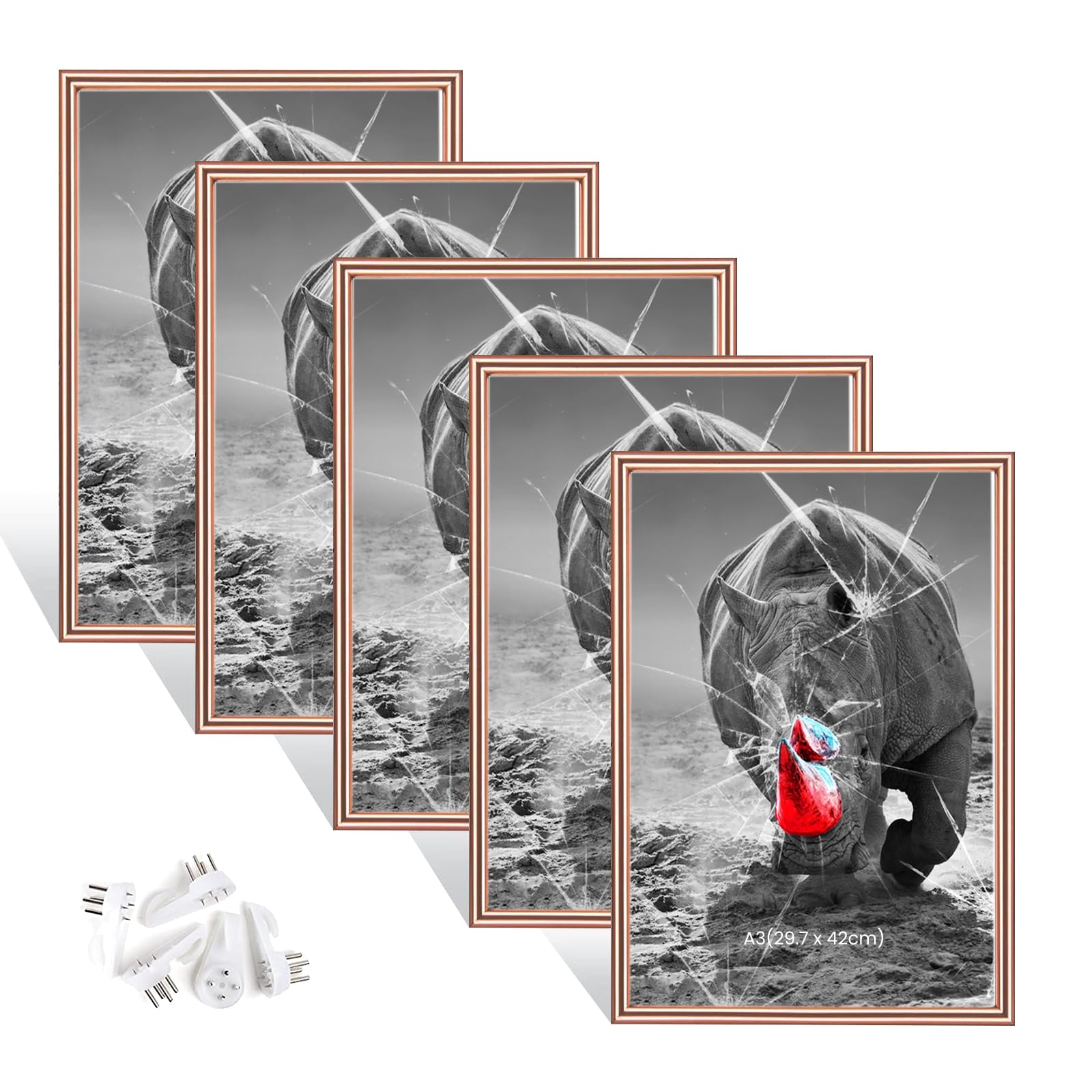 Dmyifan 5er Bilderrahmen Set Fotorahmen, Plexi-Glas Portraitrahmen Mit Nahtloser Haken, Wohnzimmer zum Stellen und Hängen