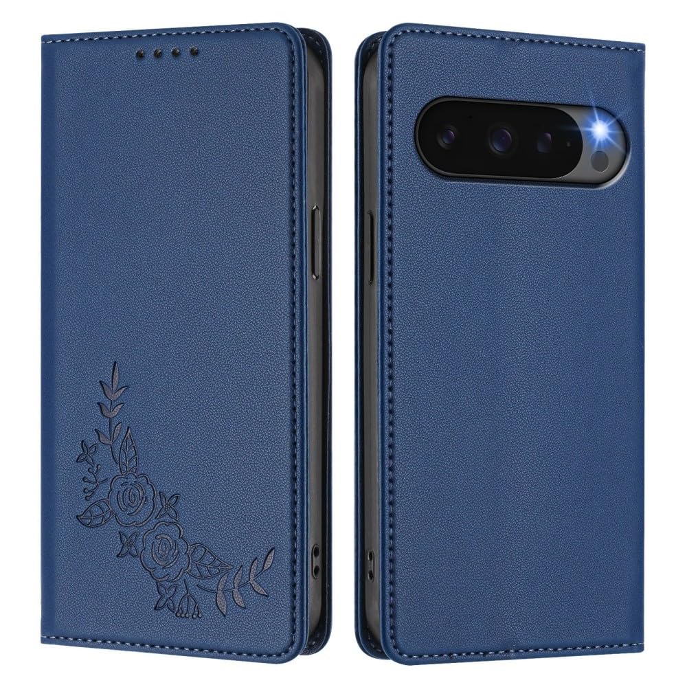Étui Google Pixel 5A anti-rayure, étui portefeuille bleu à rabat - 8