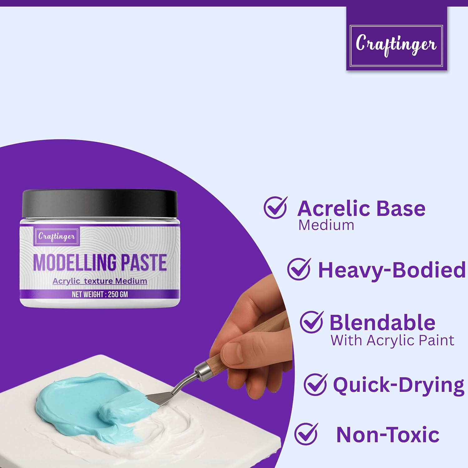 400g Acrylic Modelling White Paste - Non-Toxic Texture Medium for Art & Craft, Perfect for Texture Art, Canvas Painting, and DIY Projects