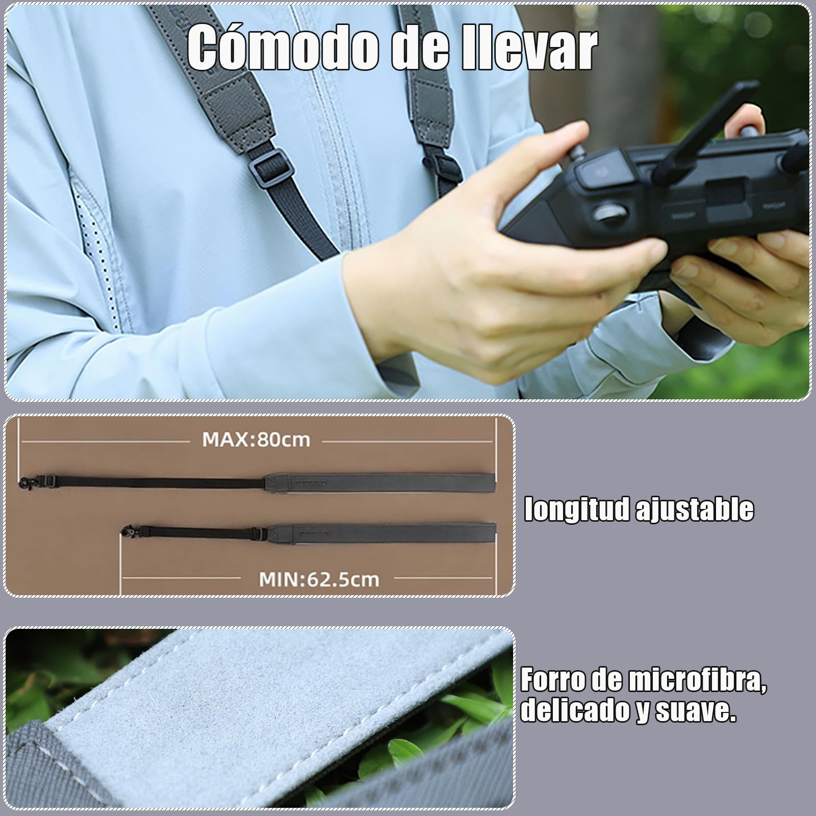 Correa para controlador DJI Mini 3/Mini 3 Pro/Mini 4 Pro/Air 3/ Air 2S/Air 3S/Mavic 3 Classic, correa de cuello para DJI RC/RC 2/RC Pro,correa de hombro para accesorios de drones