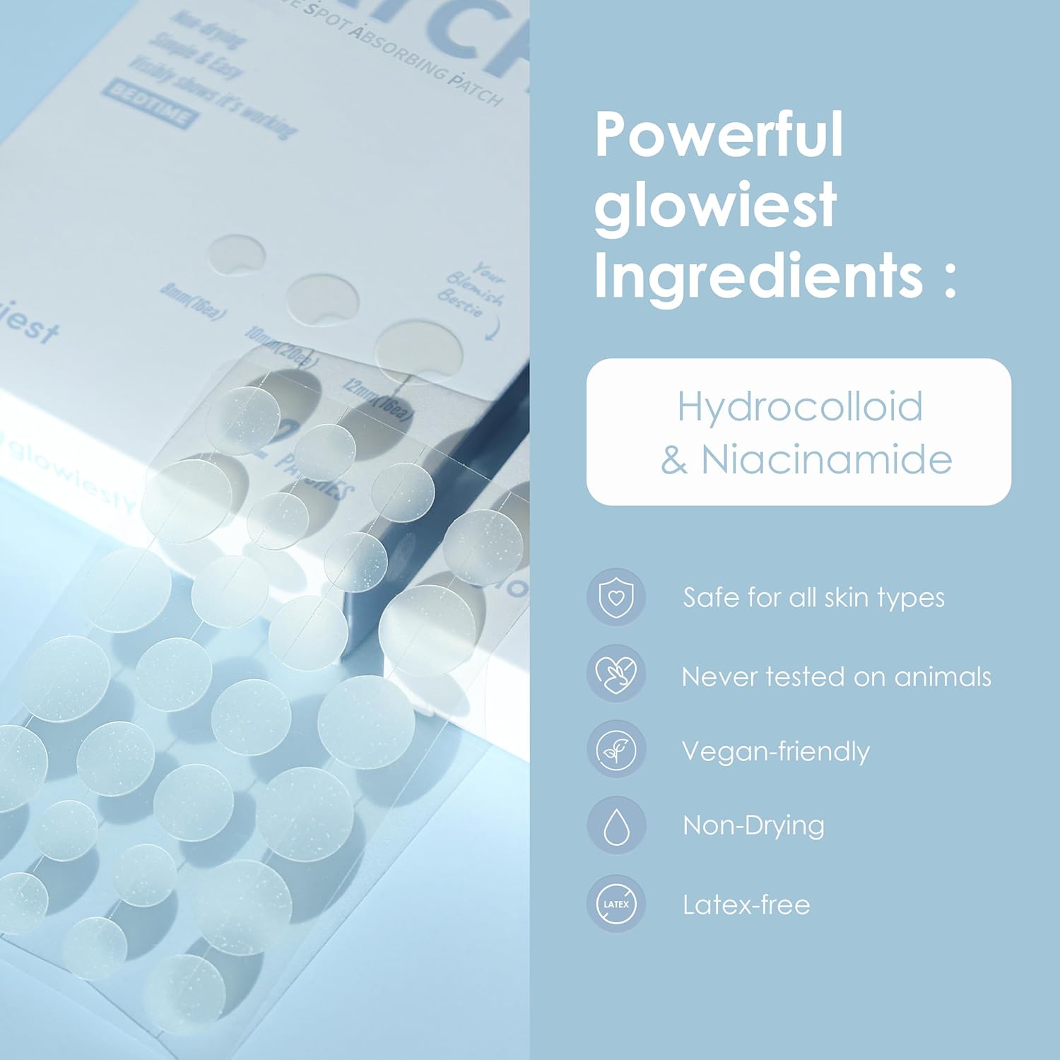 glowiest ASAP Active Spot Alleviating Patch [Bedtime] 52 Patches 8mm (16ea), 10mm (20ea) & 12mm (16ea) | Premium Hydrocolloid Dressing | Simple & Easy Active Treatment (Pack of 2)