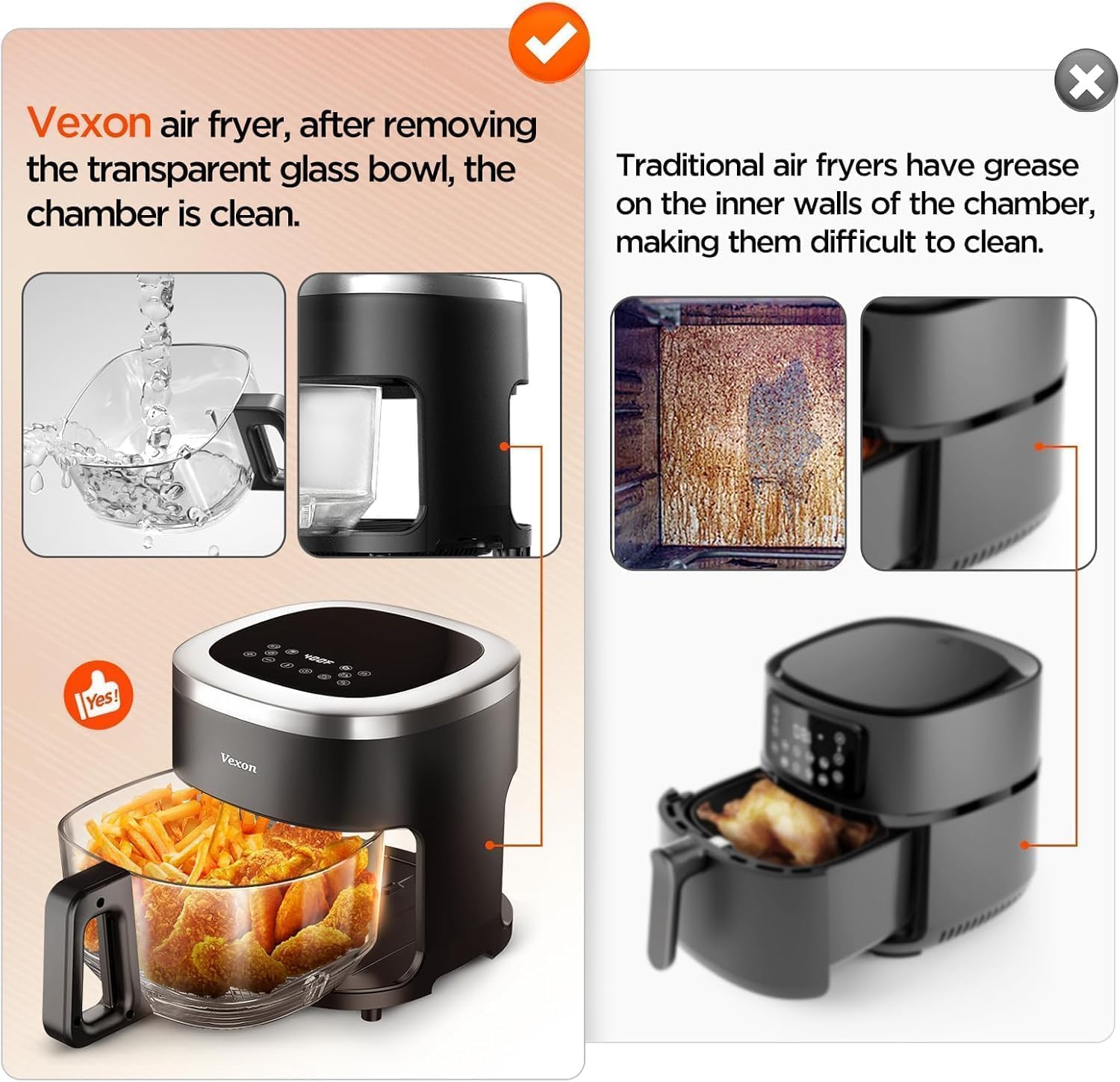 Glass Air Fryer,4.5QT Air Fryer with Viewing Glass Pot, Air Fry, Roast, Reheat, Dehydrate, Air Crisp Technology,Nonstick & Dishwasher Safe Basket,97% Less Oil,Features Digital Timer 71zcI3s8ooL. AC SL1500